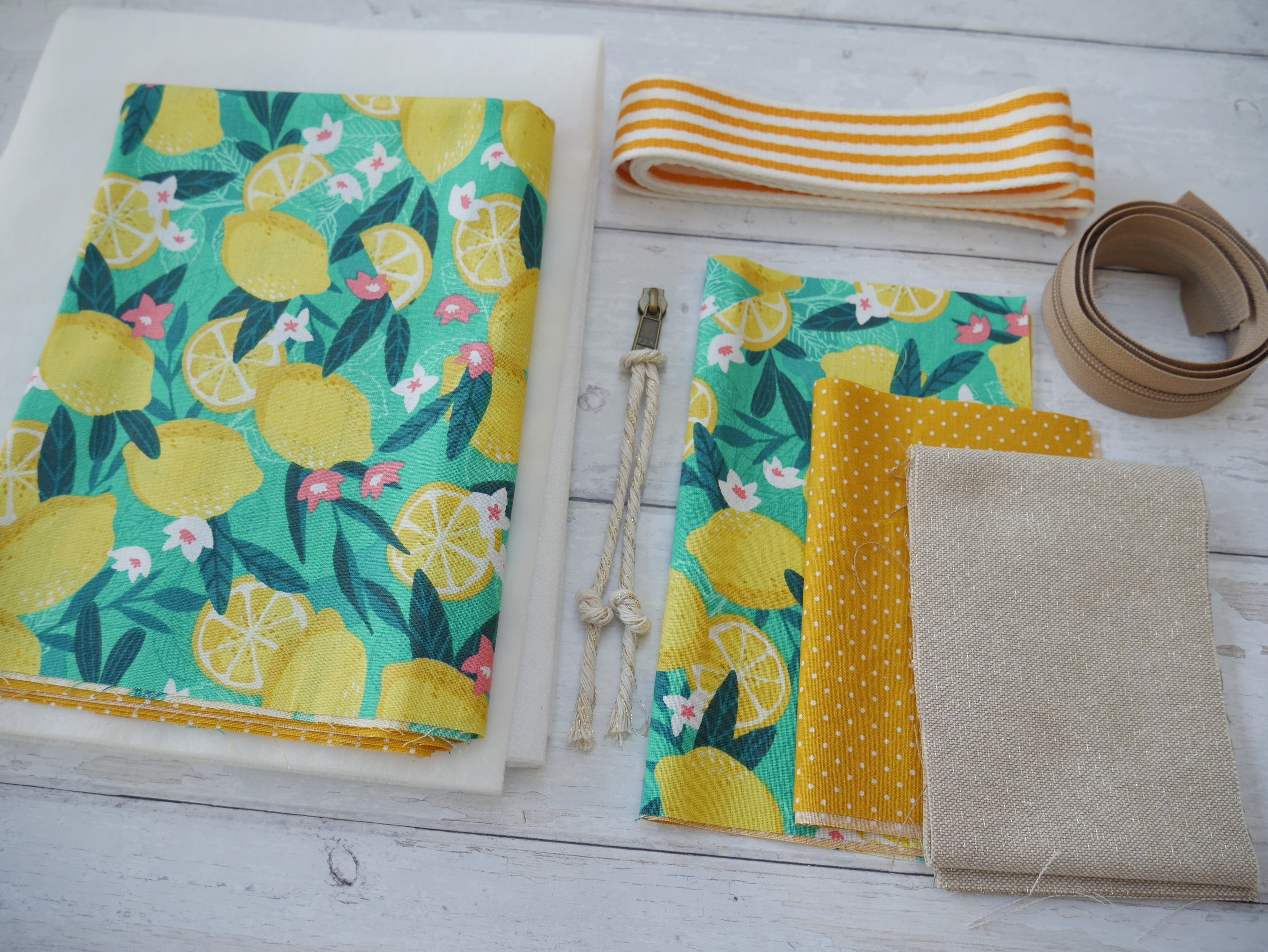 Zip Tote Bag Kit - Lemon Zest-Sewing Kit-Flying Bobbins Haberdashery