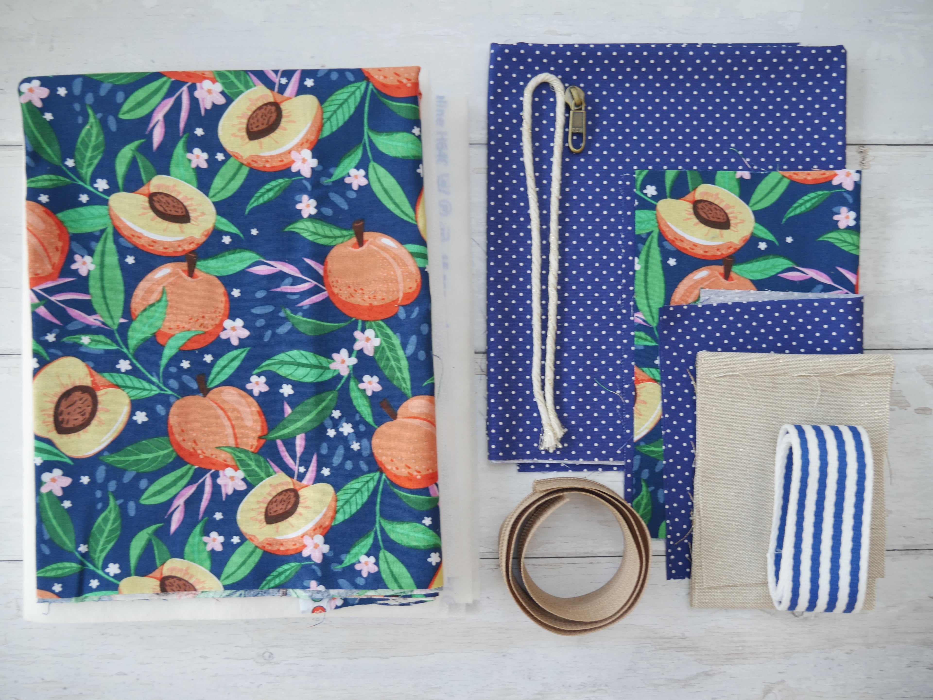 Zip Tote Bag Kit - Peach Melba-Sewing Kit-Flying Bobbins Haberdashery