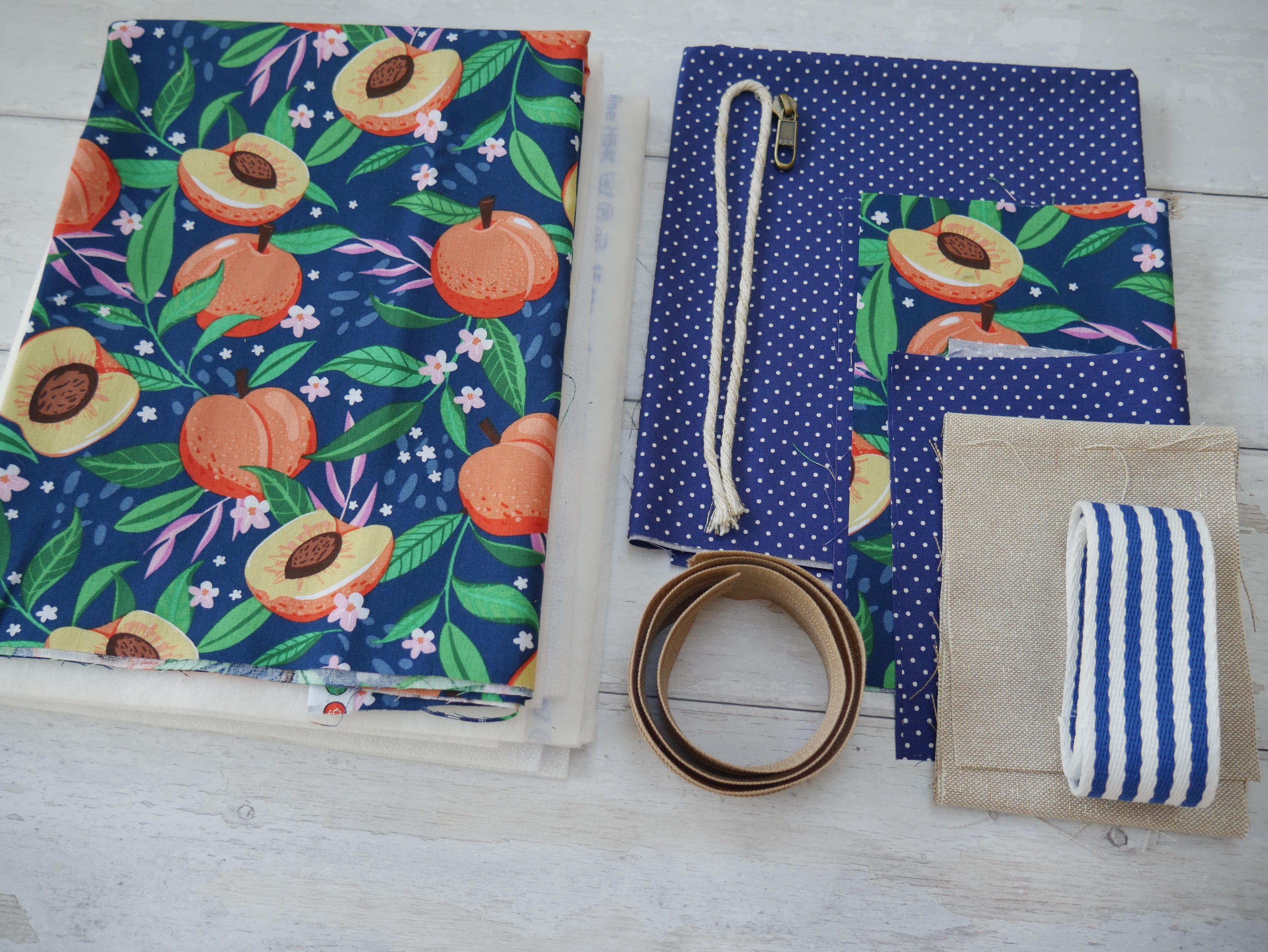 Zip Tote Bag Kit - Peach Melba-Sewing Kit-Flying Bobbins Haberdashery