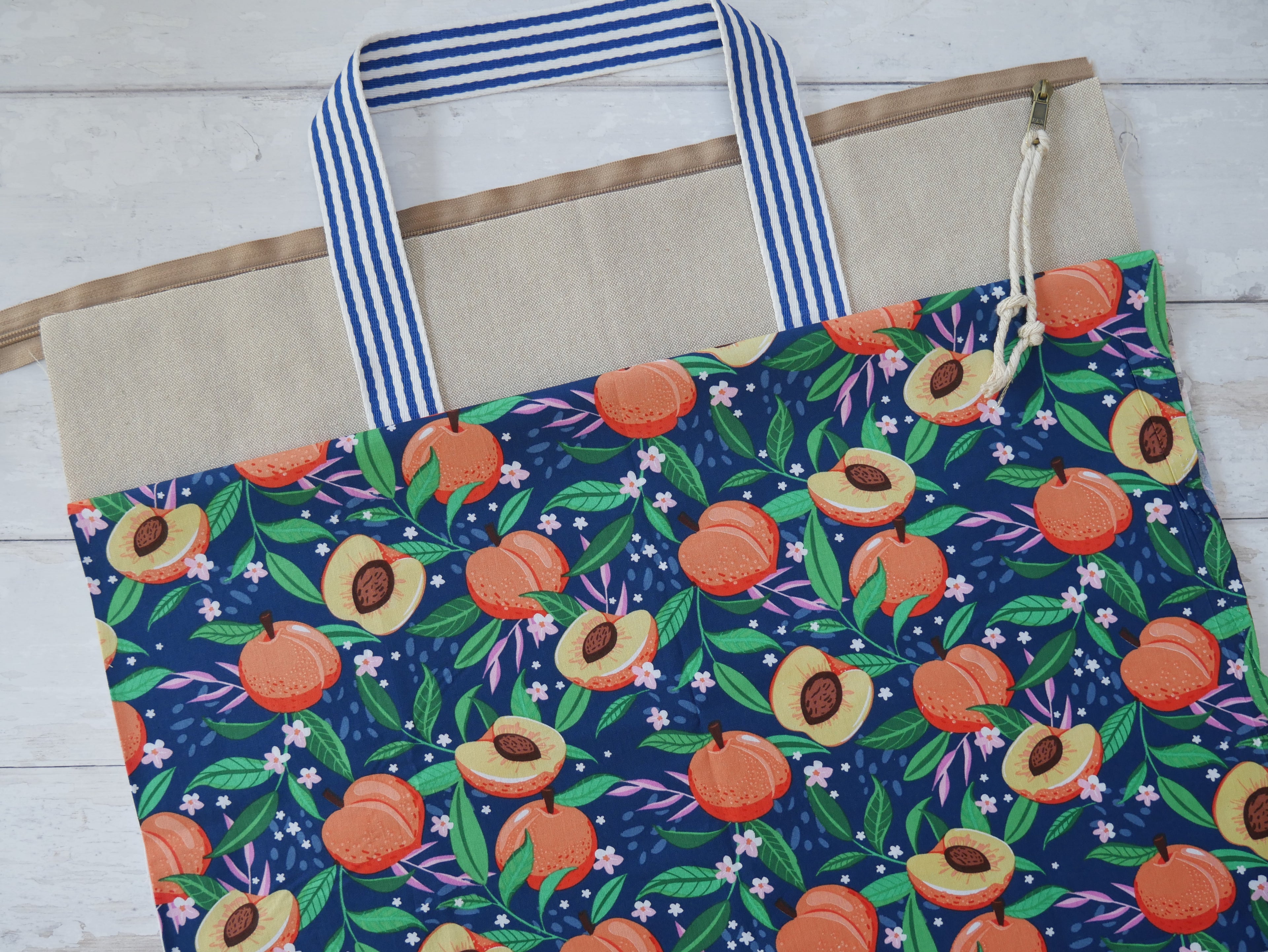 Zip Tote Bag Kit - Peach Melba-Sewing Kit-Flying Bobbins Haberdashery