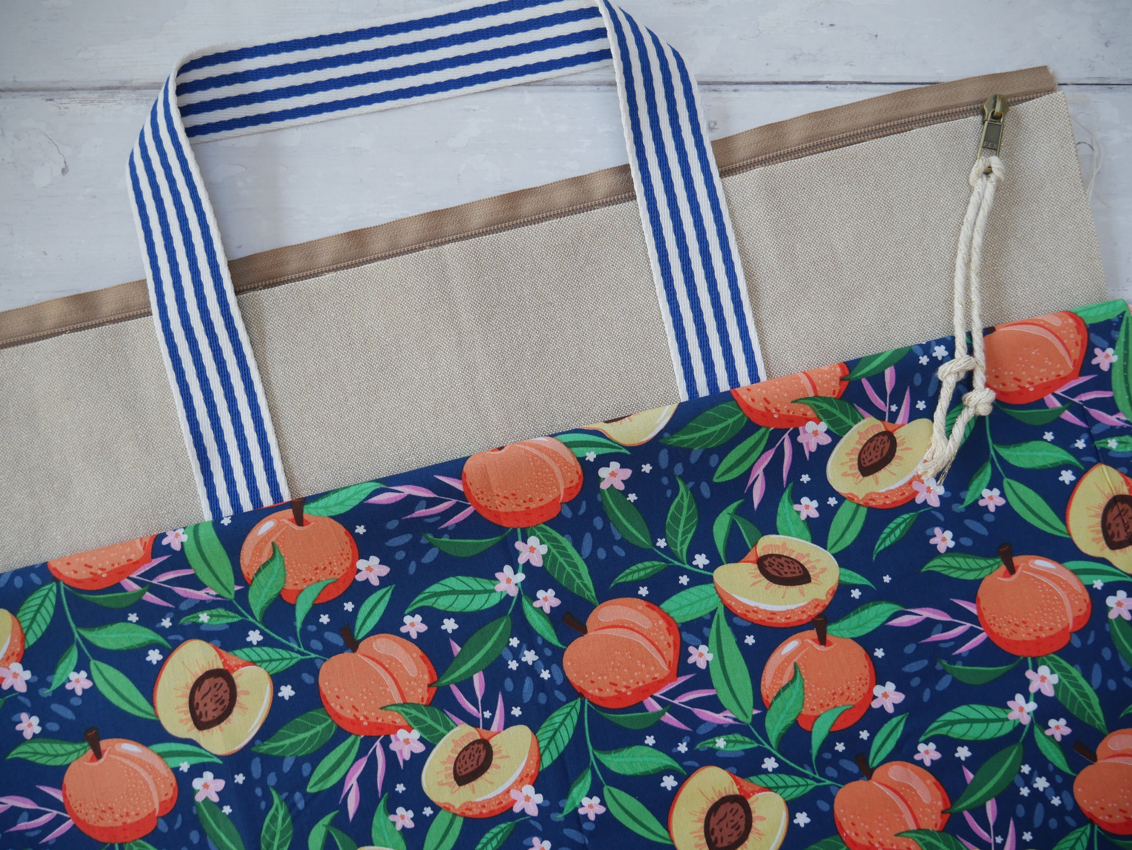 Zip Tote Bag Kit - Peach Melba-Sewing Kit-Flying Bobbins Haberdashery