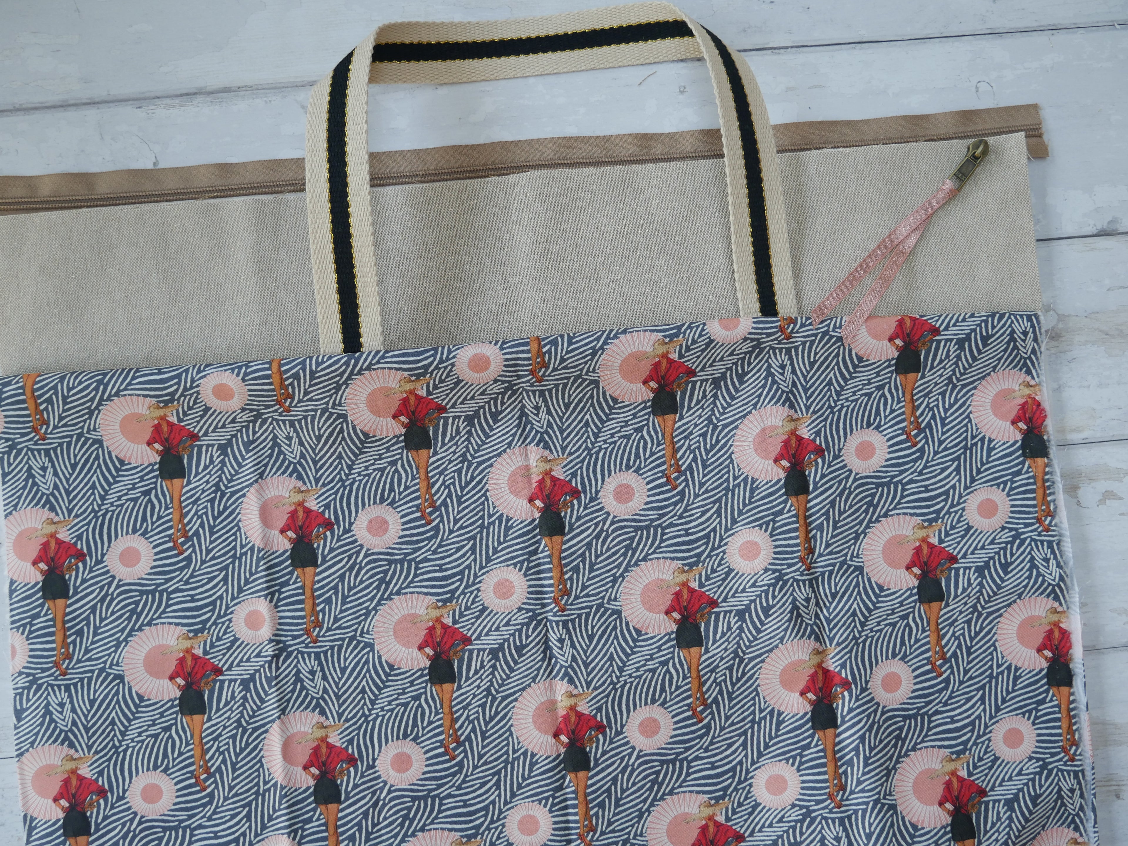 Zip Tote Bag Kit - Safari Chic-Sewing Kit-Flying Bobbins Haberdashery