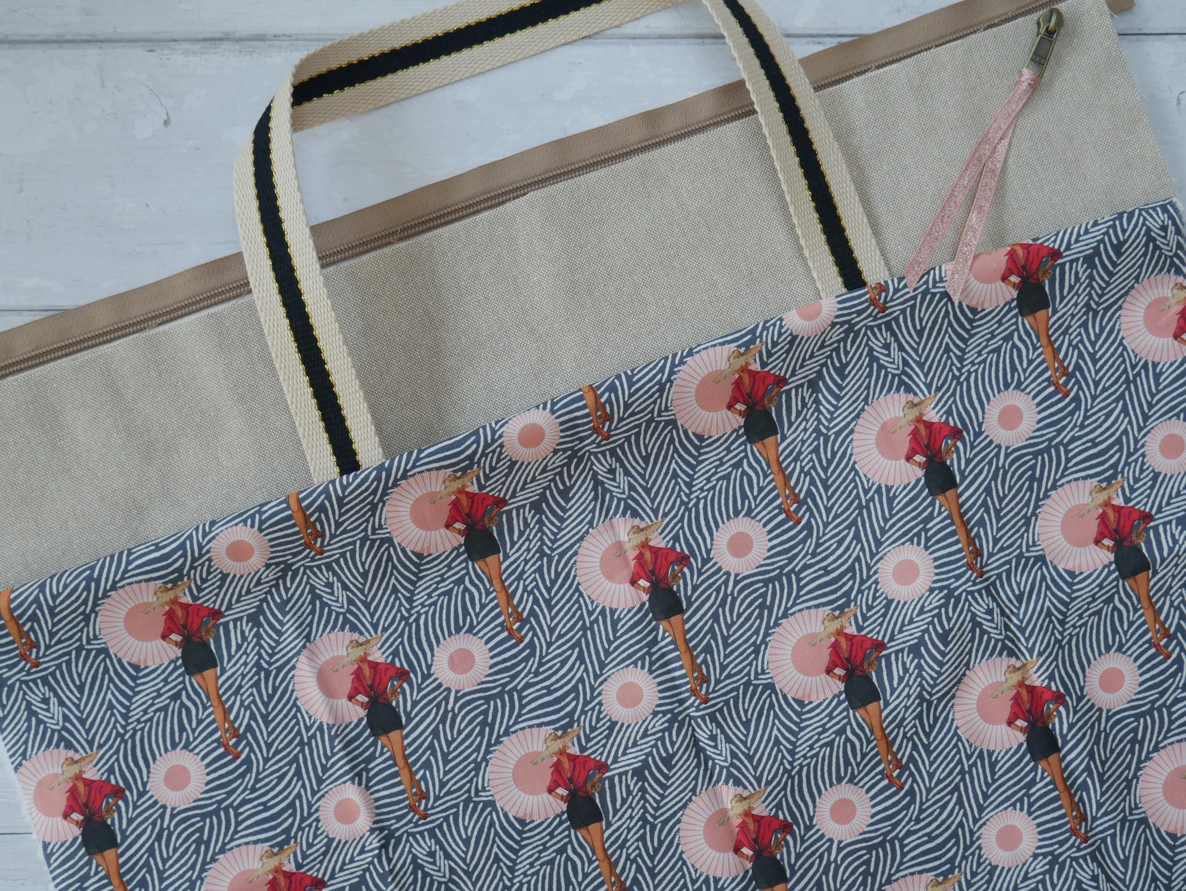 Zip Tote Bag Kit - Safari Chic-Sewing Kit-Flying Bobbins Haberdashery