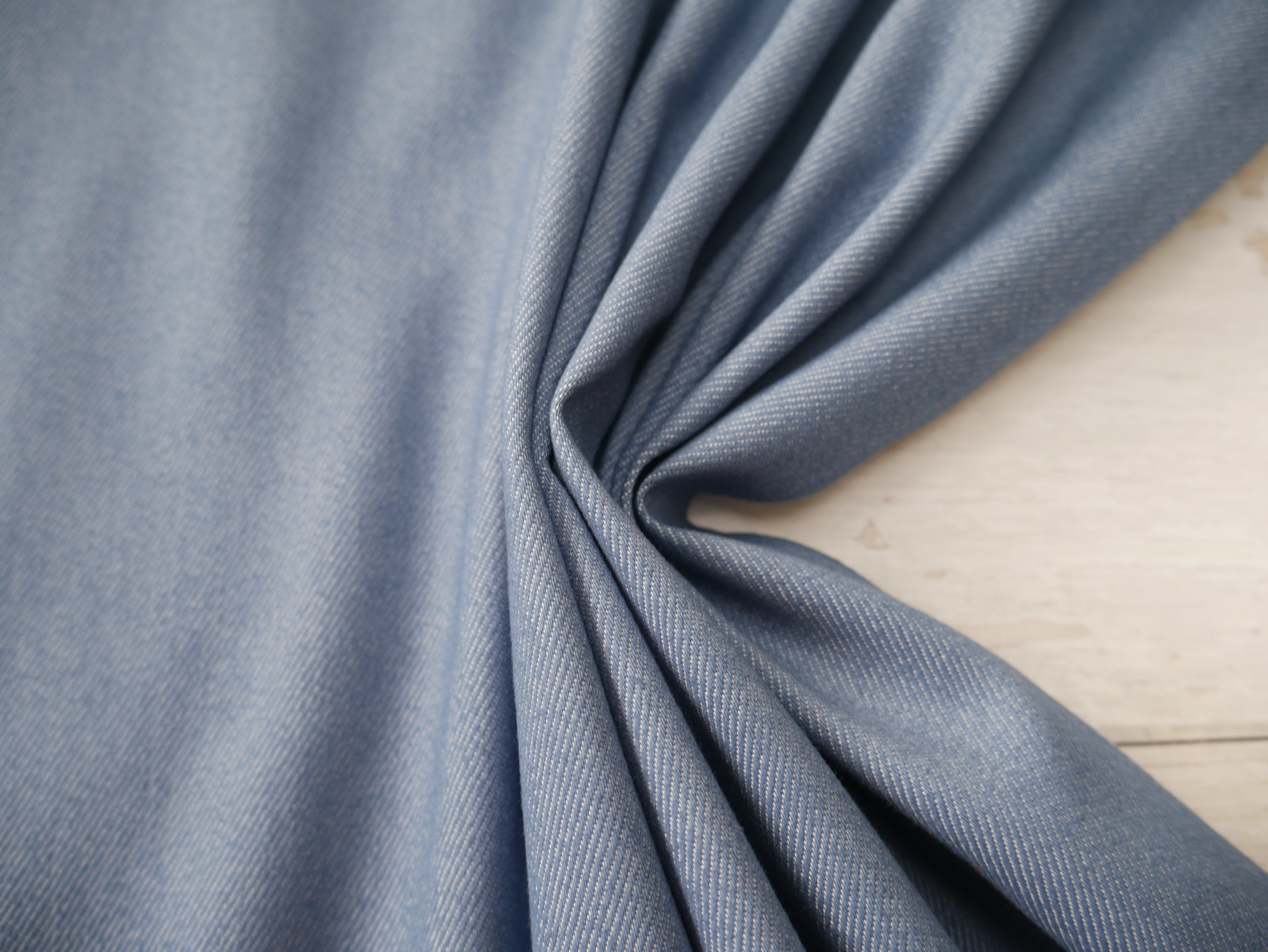 Stretch Denim in Mid Blue, £15.00 p/m-Denim-Flying Bobbins Haberdashery