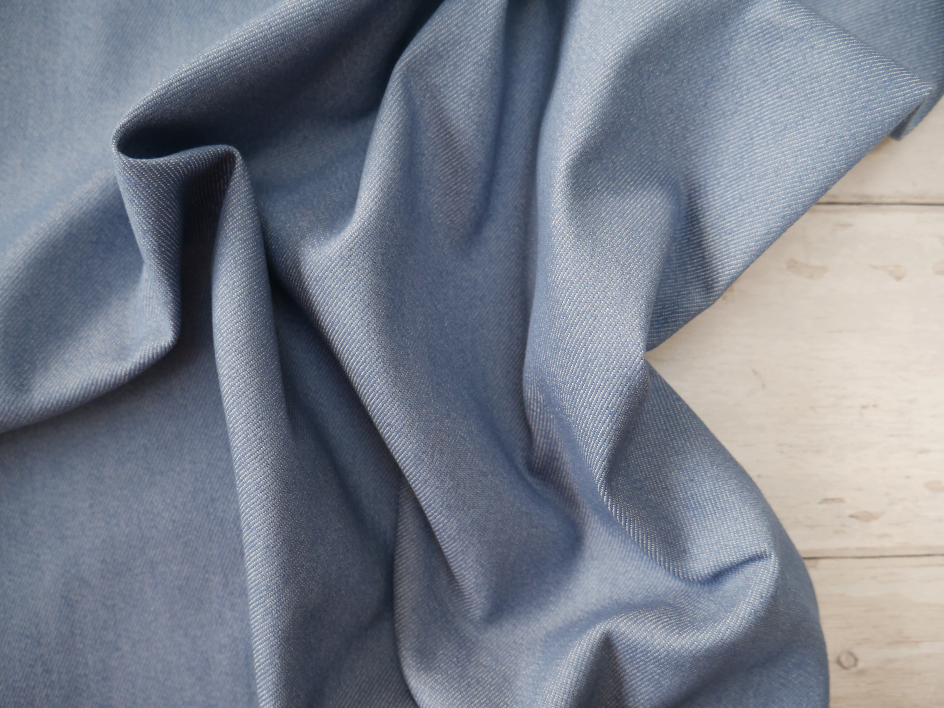 Stretch Denim in Mid Blue, £15.00 p/m-Denim-Flying Bobbins Haberdashery