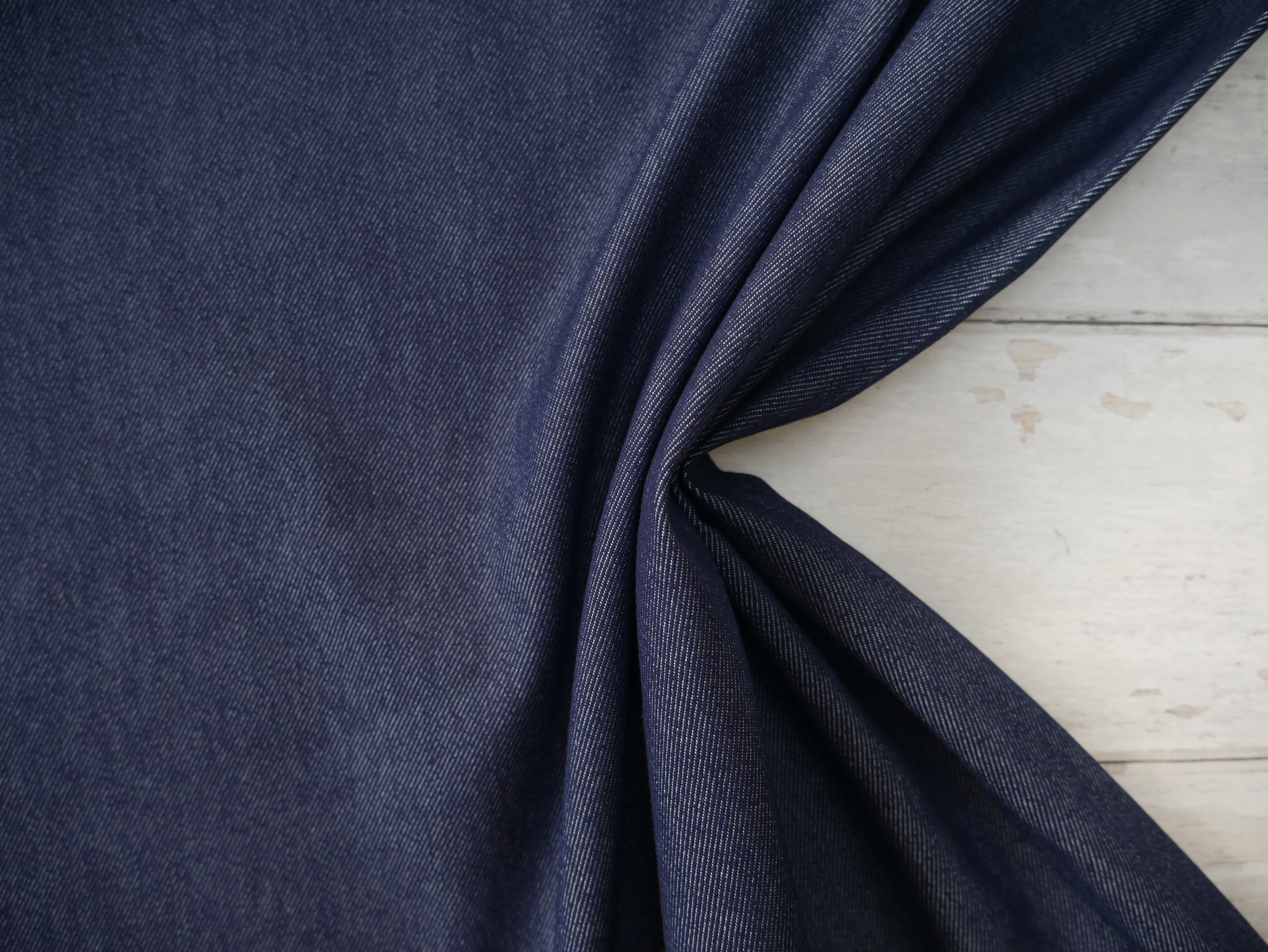 Stretch Denim in Indigo, £15.00 p/m-Denim-Flying Bobbins Haberdashery