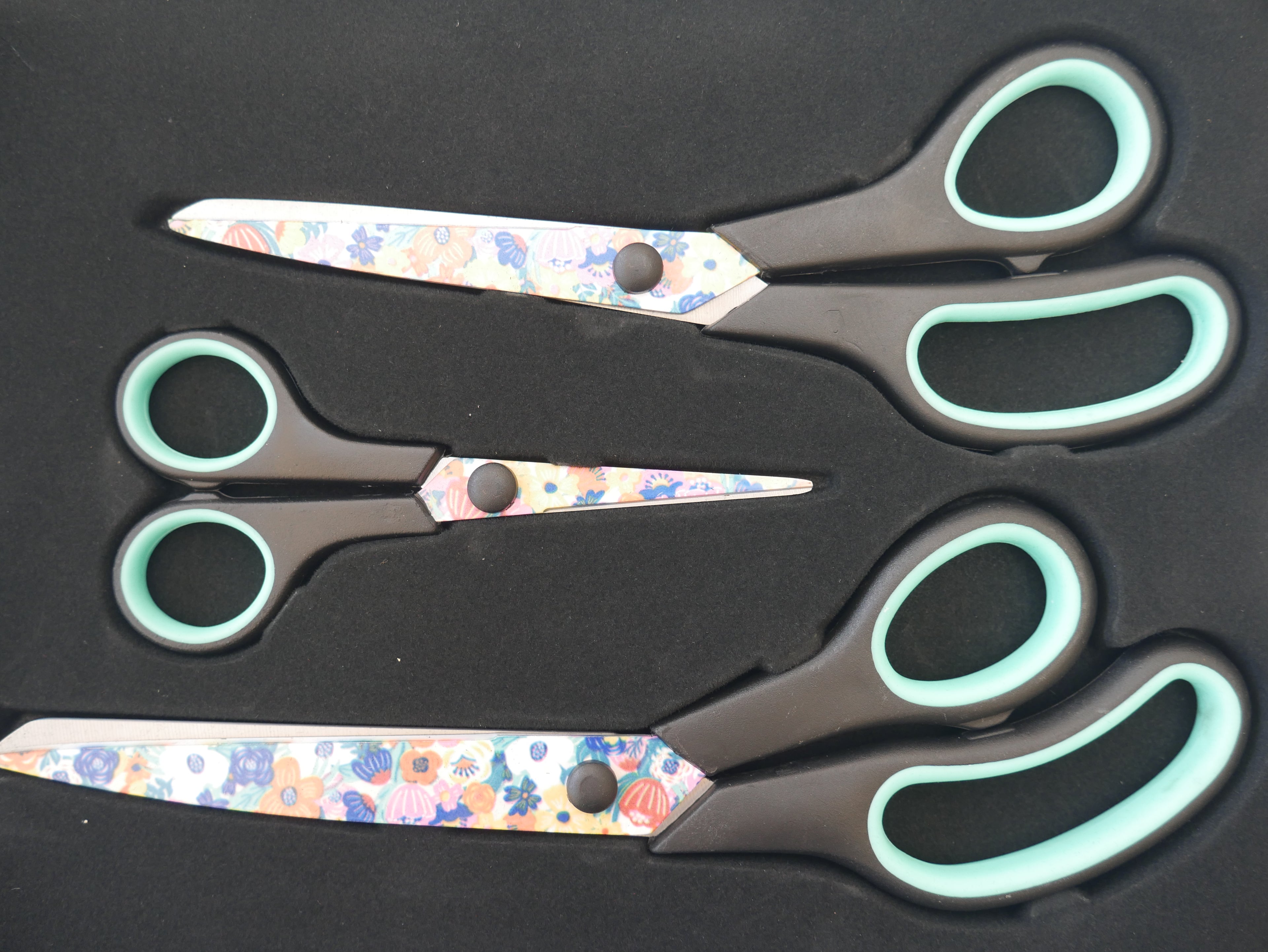 Floral Scissors Gift Set In Turquoise-Tools-Flying Bobbins Haberdashery