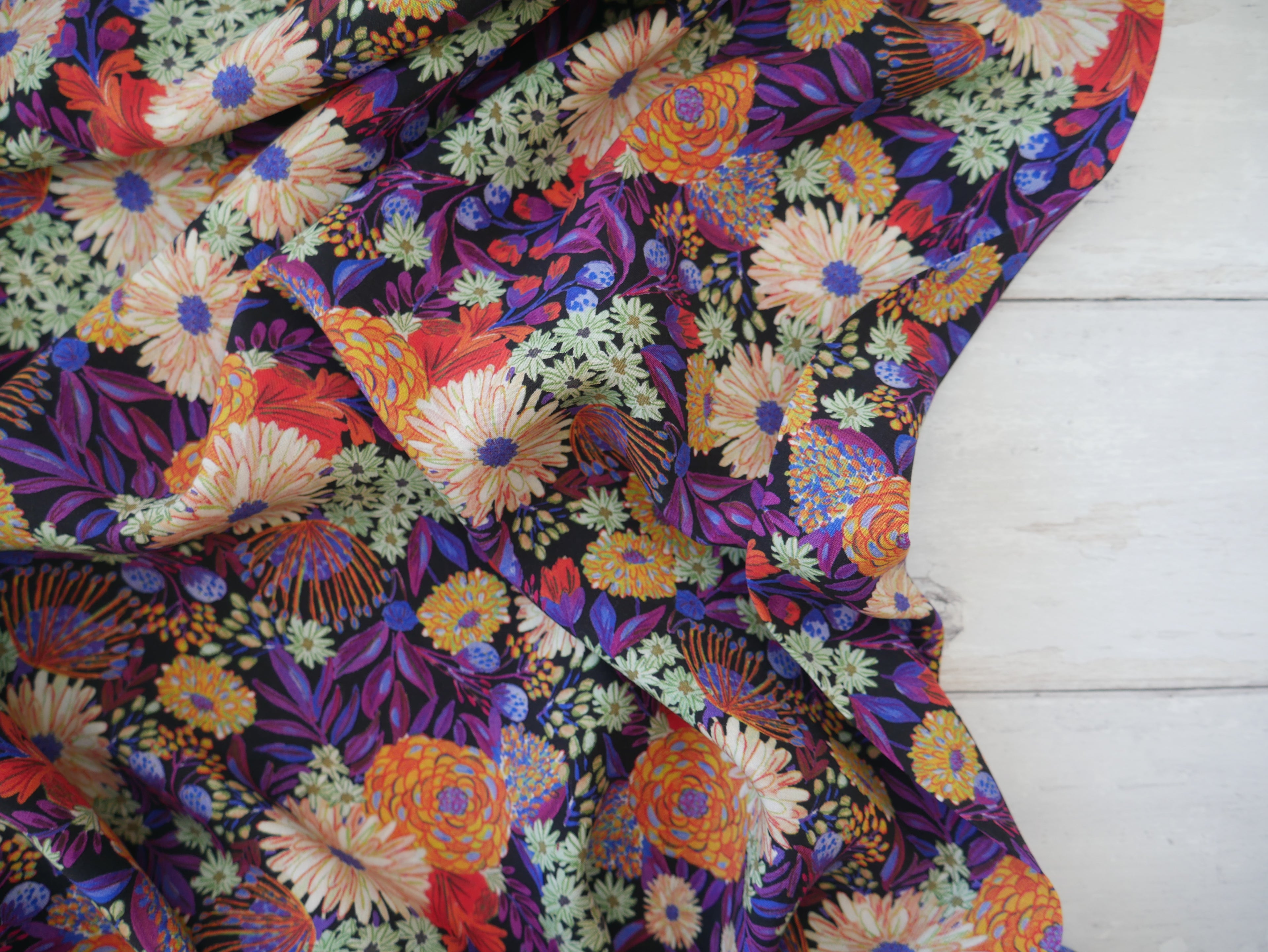 Lenzing Ecovero™️ Viscose Bouquet in Black, £14.00pm-Viscose-Flying Bobbins Haberdashery