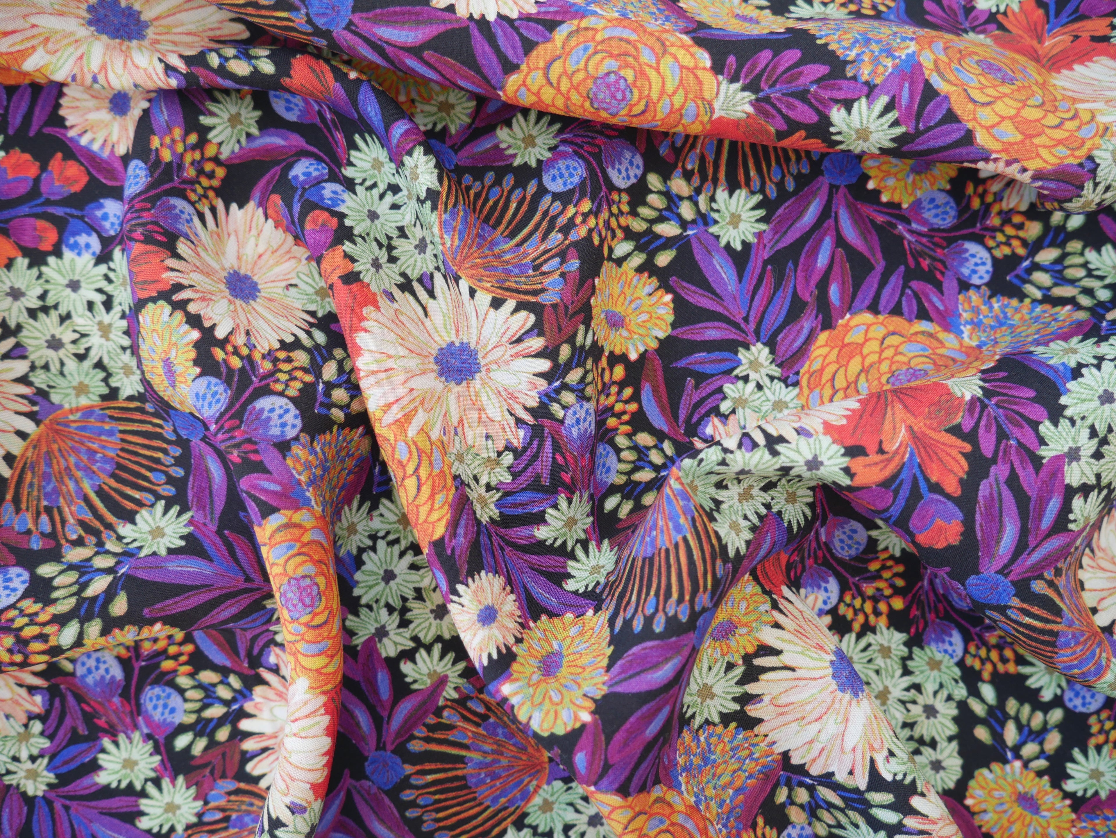 Lenzing Ecovero™️ Viscose Bouquet in Black, £14.00pm-Viscose-Flying Bobbins Haberdashery