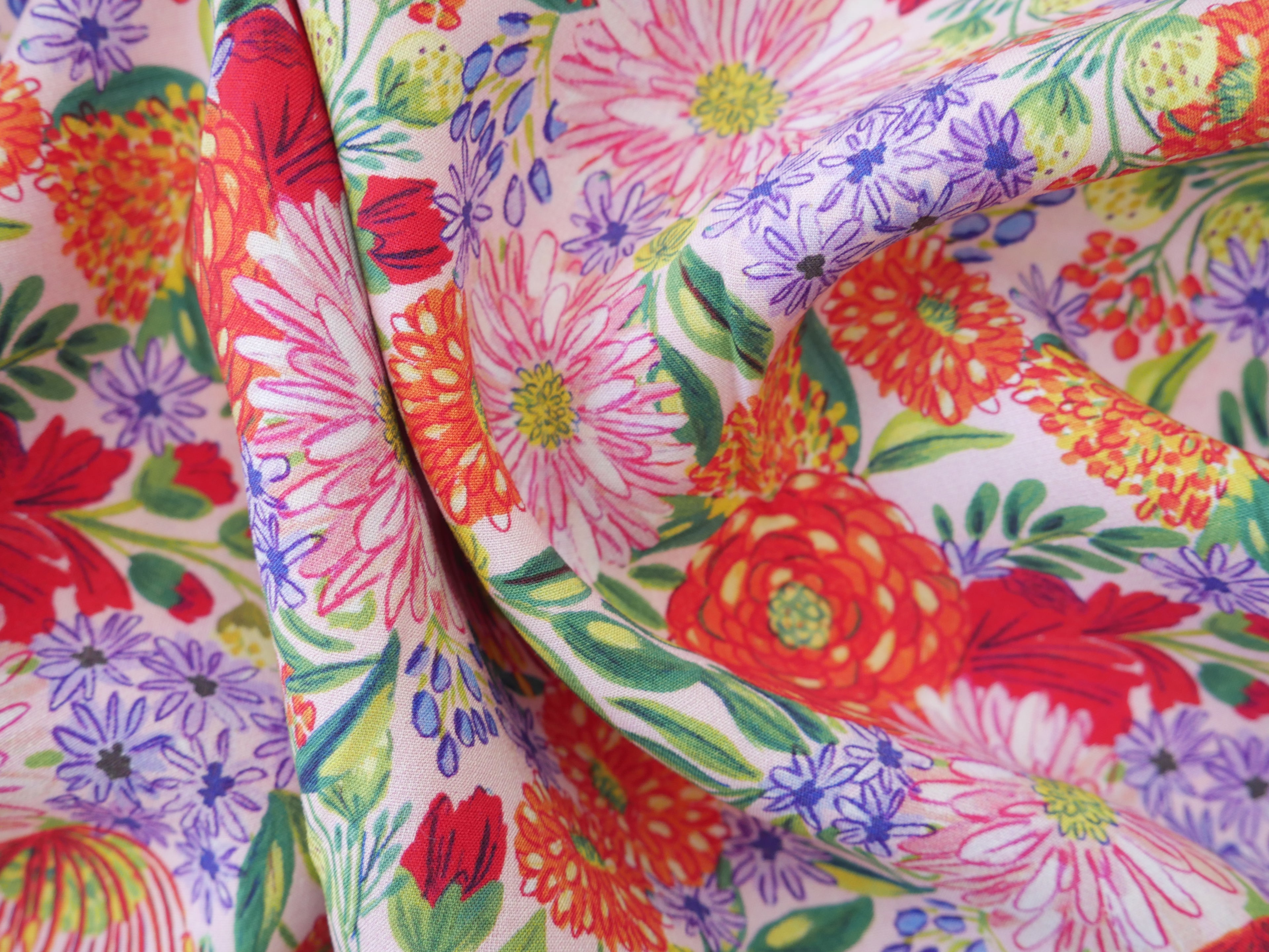 Lenzing Ecovero™️ Viscose Bouquet in Pink, £14.00pm-Viscose-Flying Bobbins Haberdashery