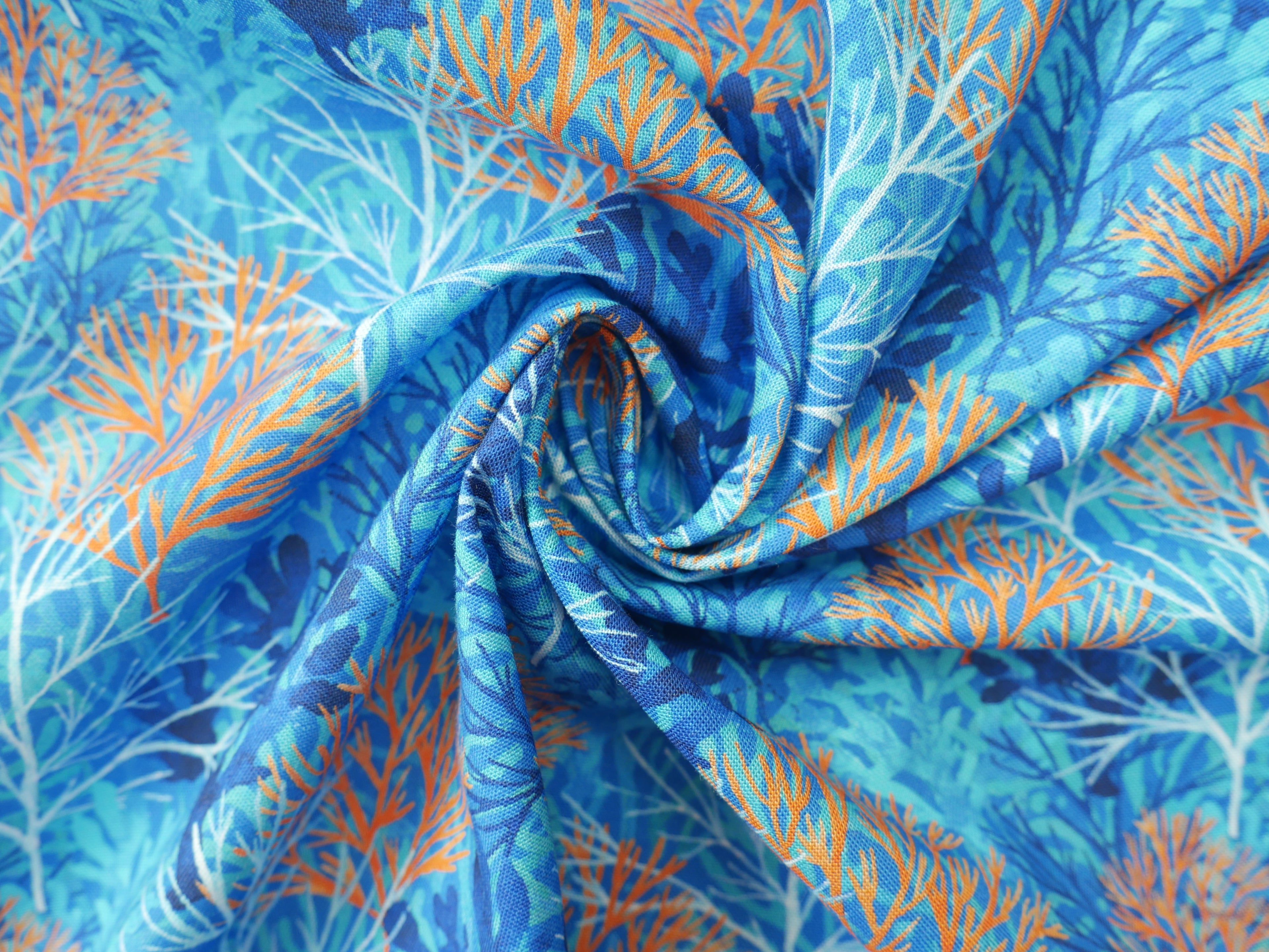Sandsational Coral Reef Printed Cotton, £12.50 pm-Cotton Fabric-Flying Bobbins Haberdashery
