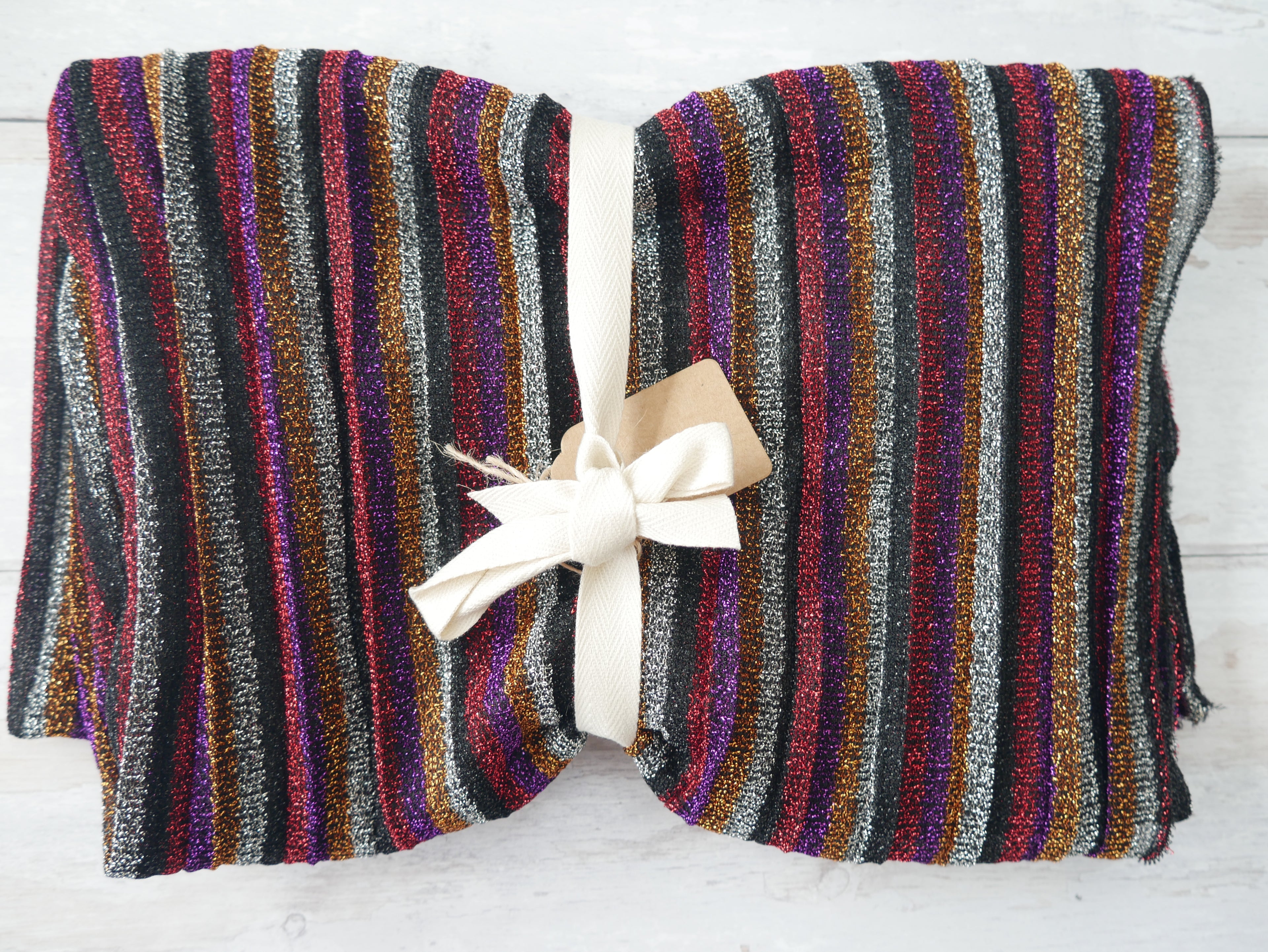 REMNANT - Lady McElroy Lina Lurex Stripe Knit, 0.5m-Remnants-Flying Bobbins Haberdashery