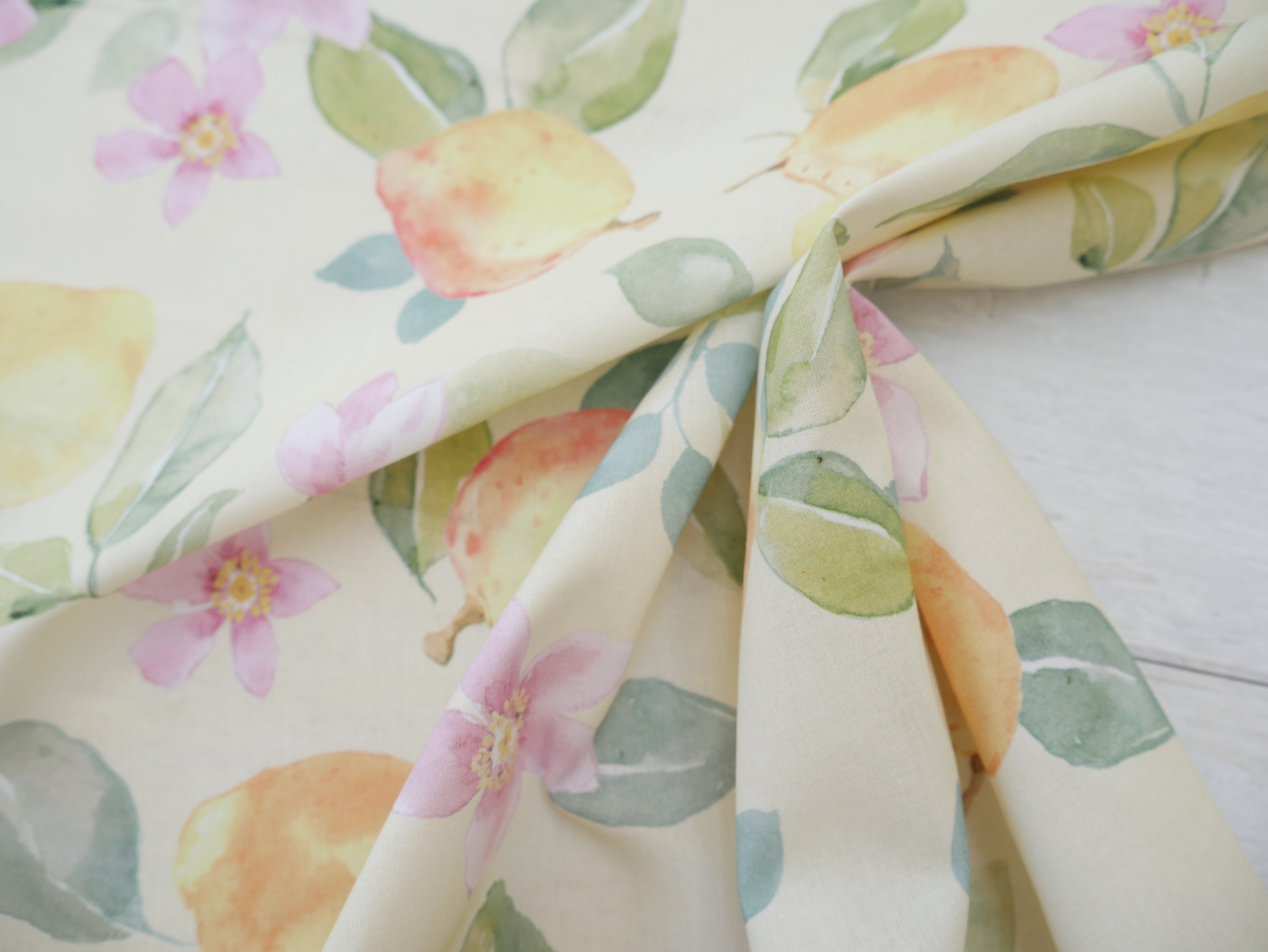 Cotton Poplin in Lemon Blossom, £16.50 p/m-Cotton Fabric-Flying Bobbins Haberdashery