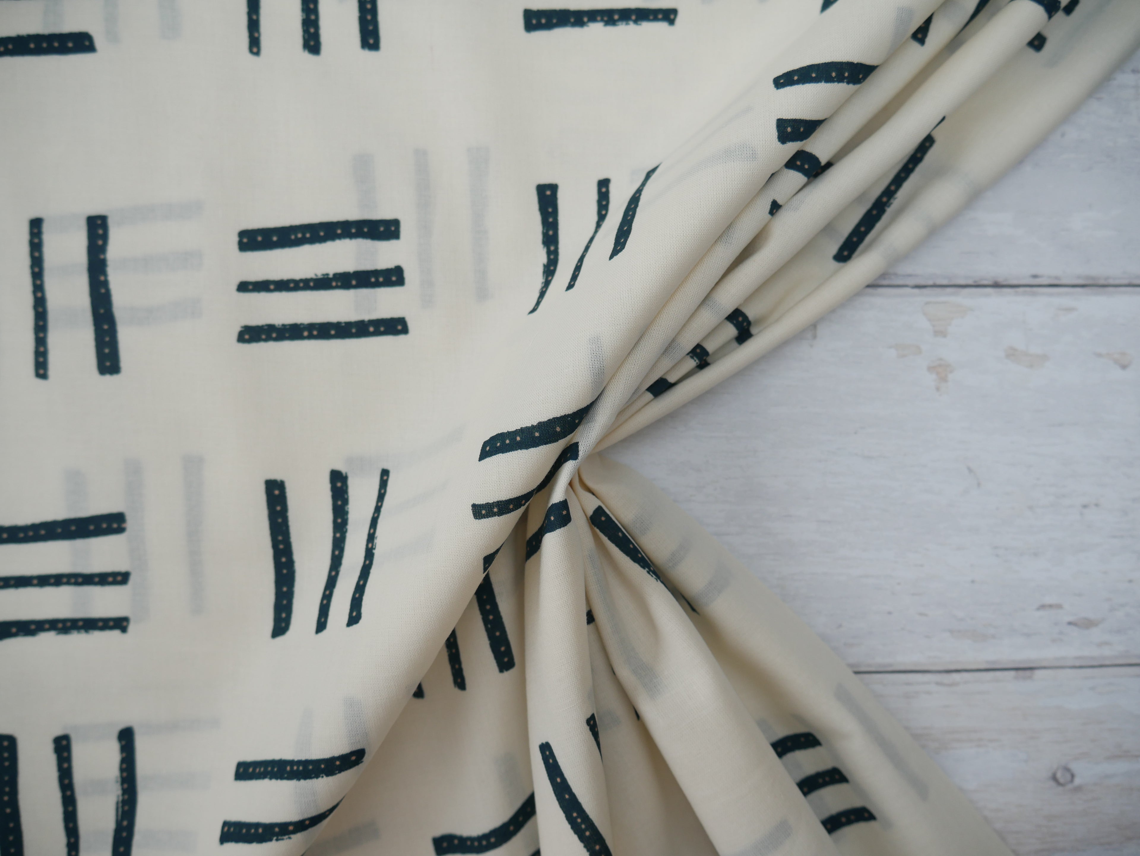 Atelier Brunette Native Print Cotton in Off-White, £17.00-Cotton Fabric-Flying Bobbins Haberdashery