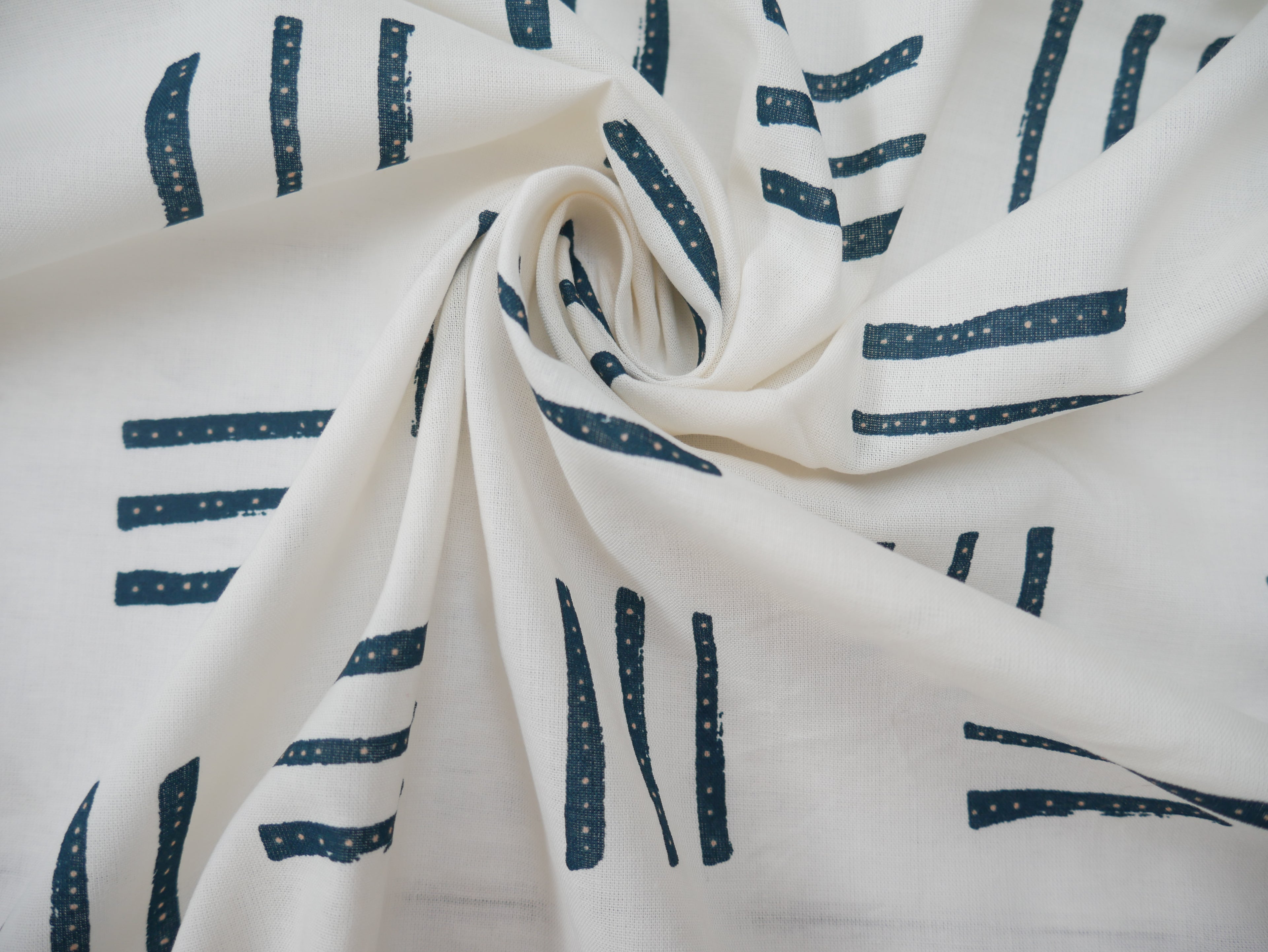 Atelier Brunette Native Print Cotton in Off-White, £17.00-Cotton Fabric-Flying Bobbins Haberdashery