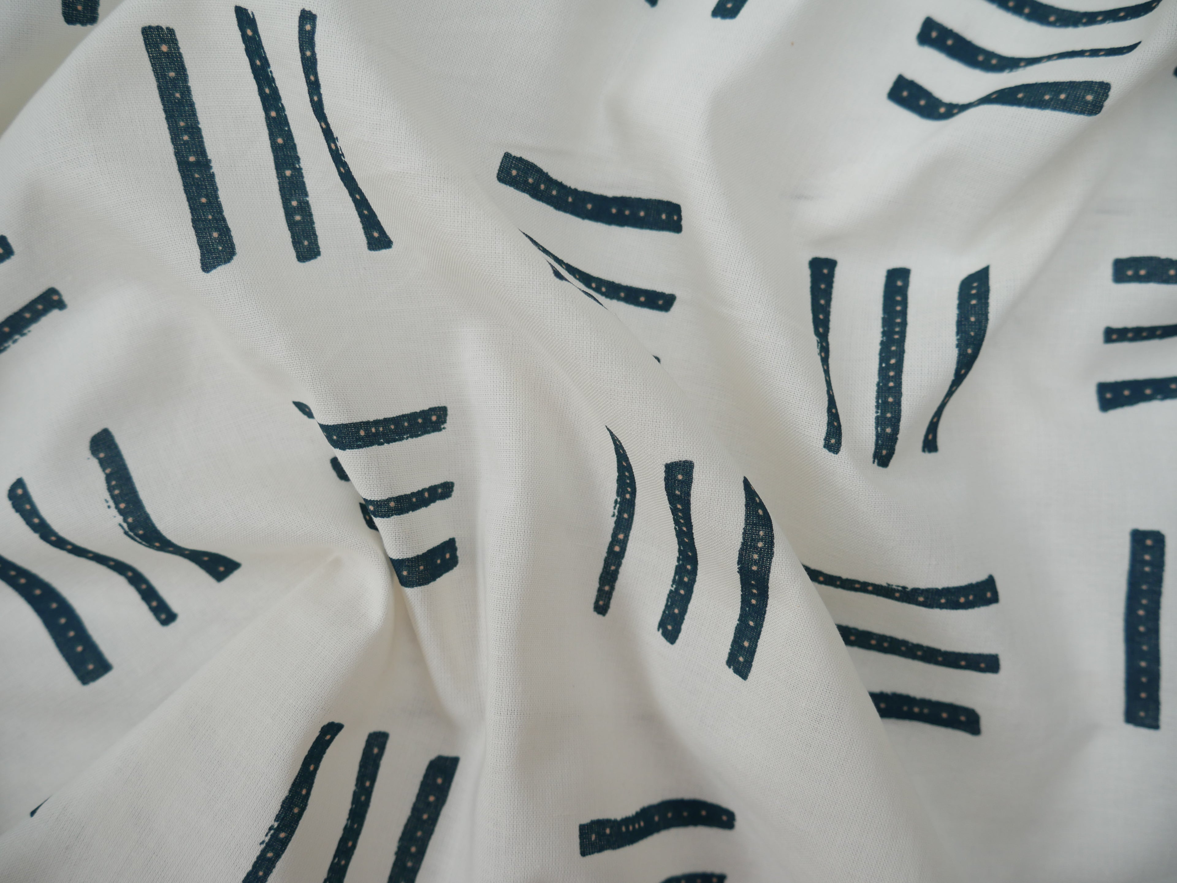 Atelier Brunette Native Print Cotton in Off-White, £17.00-Cotton Fabric-Flying Bobbins Haberdashery
