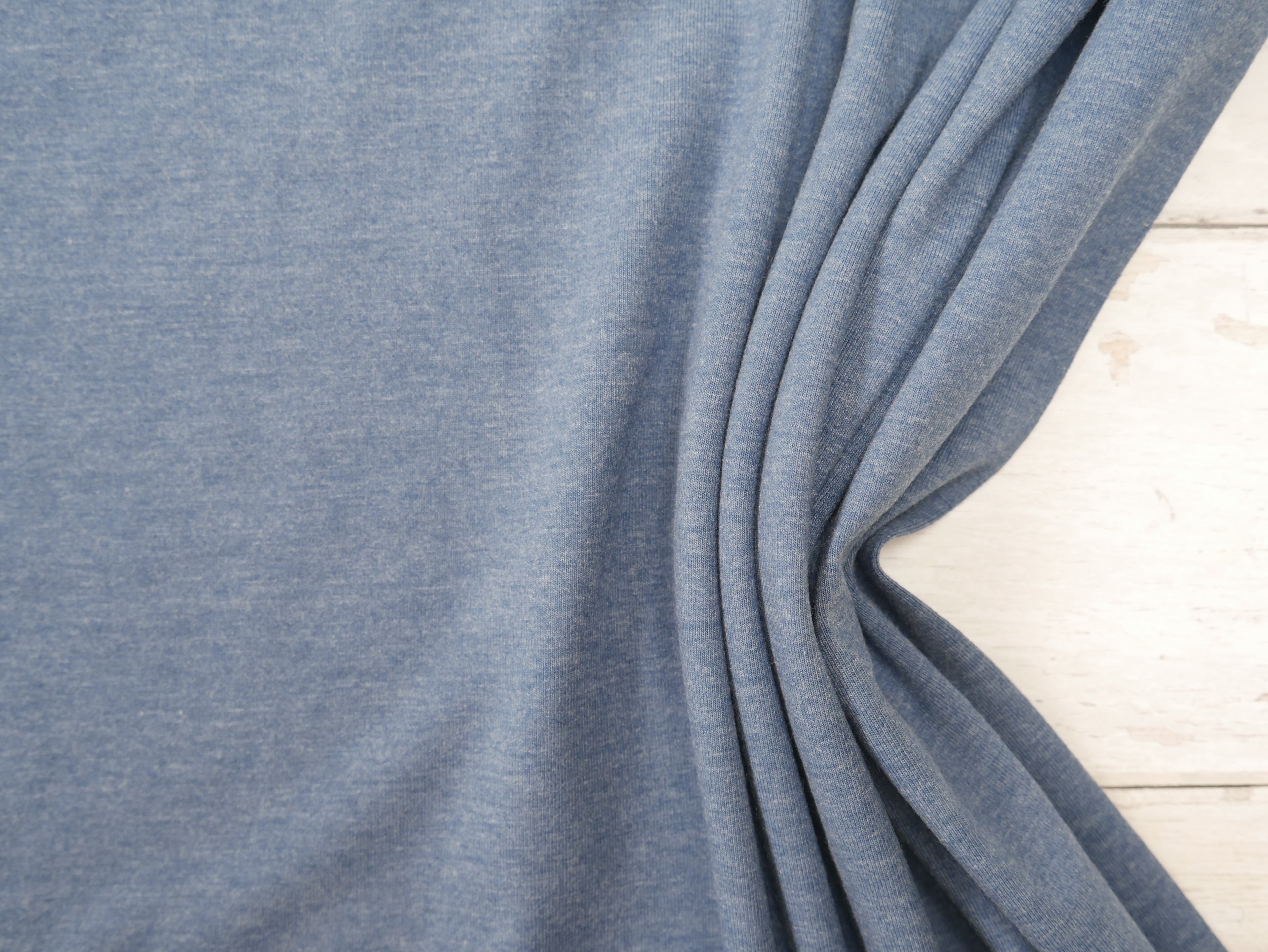 Melange Cotton Jersey in French Navy, £15.50pm-Viscose-Flying Bobbins Haberdashery