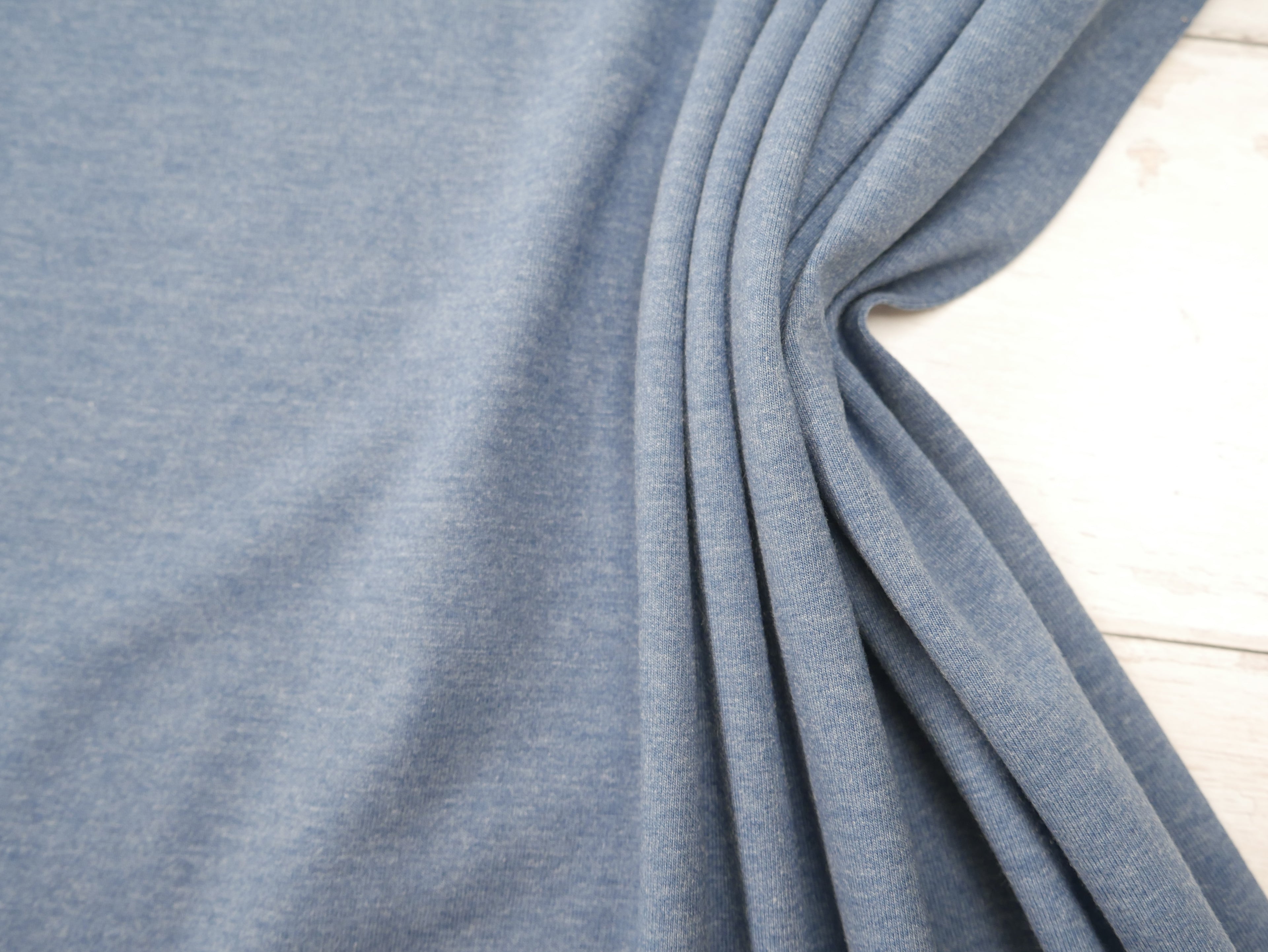 Melange Cotton Jersey in French Navy, £15.50pm-Viscose-Flying Bobbins Haberdashery