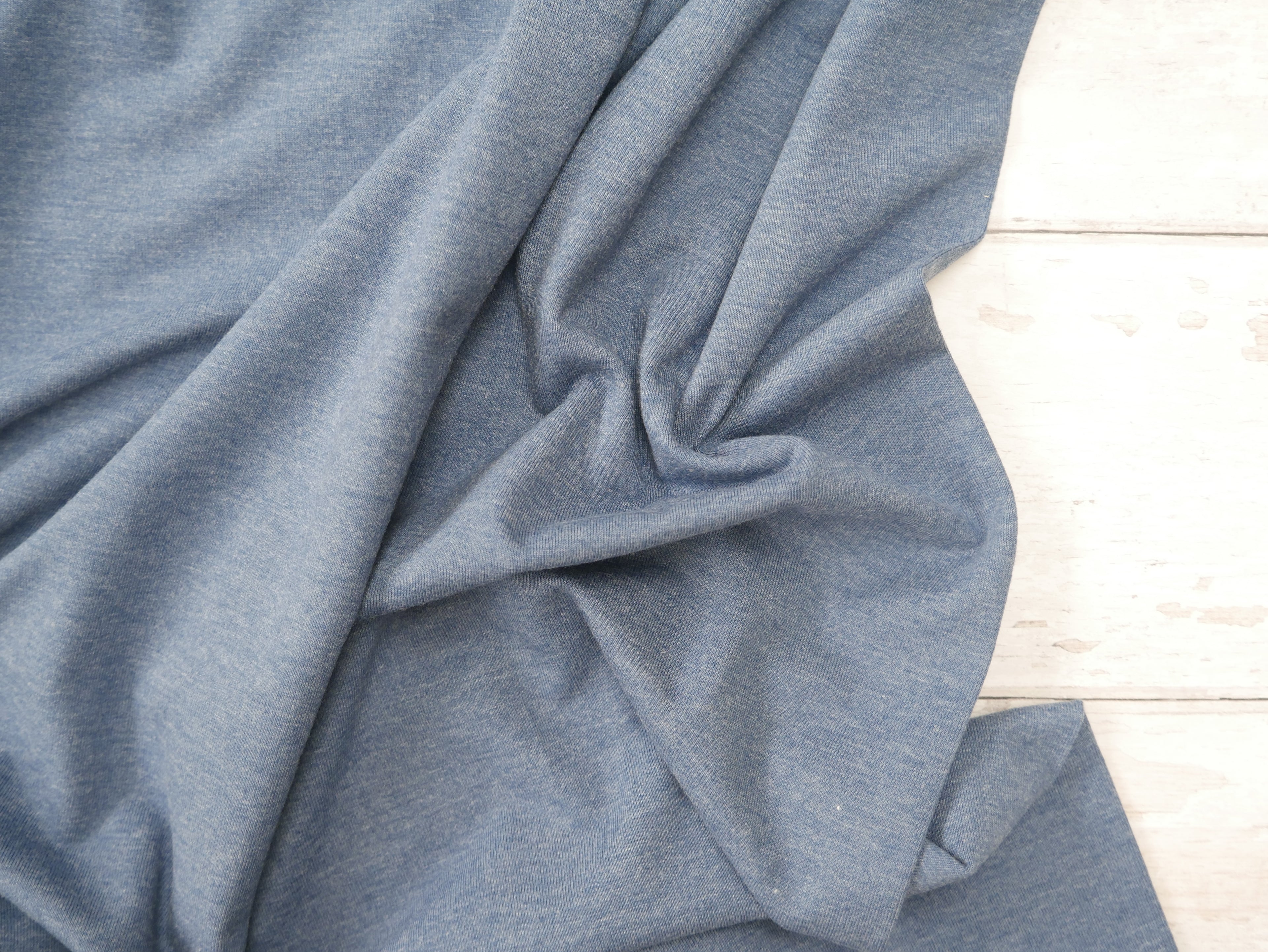 Melange Cotton Jersey in French Navy, £15.50pm-Viscose-Flying Bobbins Haberdashery