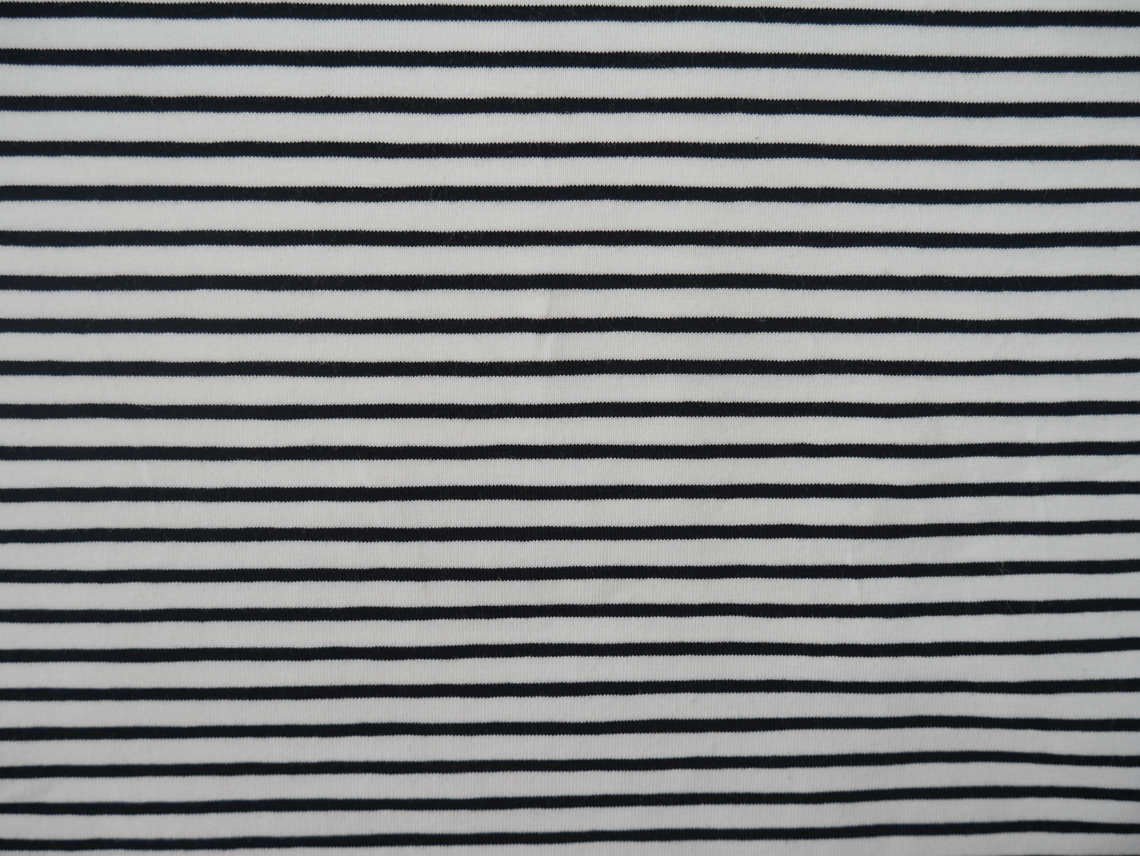 Breton Stripe Cotton Jersey in Black & Ivory £16.00 pm-Cotton Jersey-Flying Bobbins Haberdashery