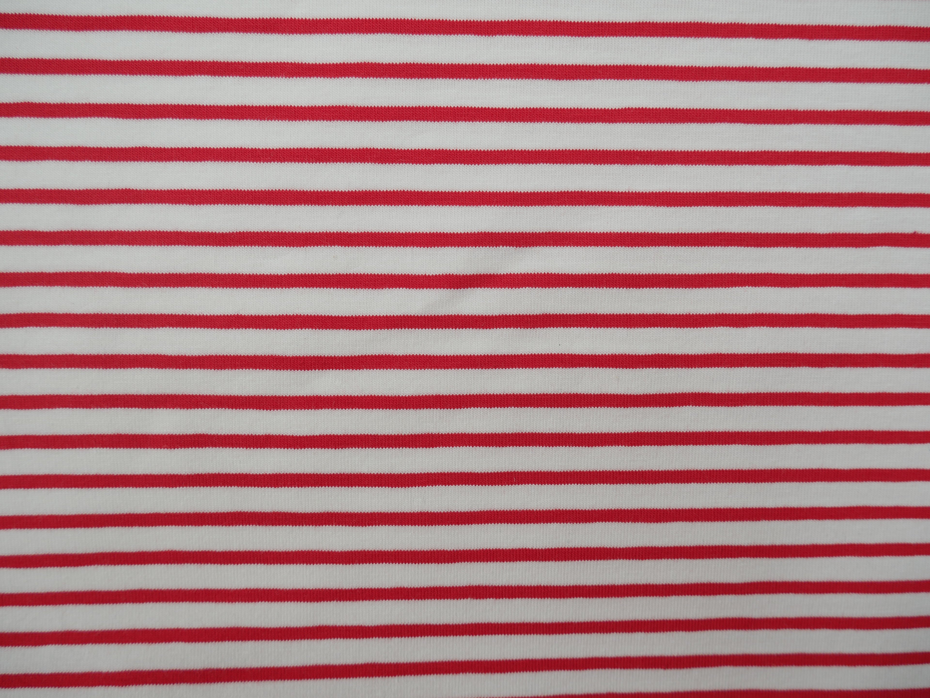 Breton Stripe Cotton Jersey in Red & Ivory £16.00 pm-Cotton Jersey-Flying Bobbins Haberdashery