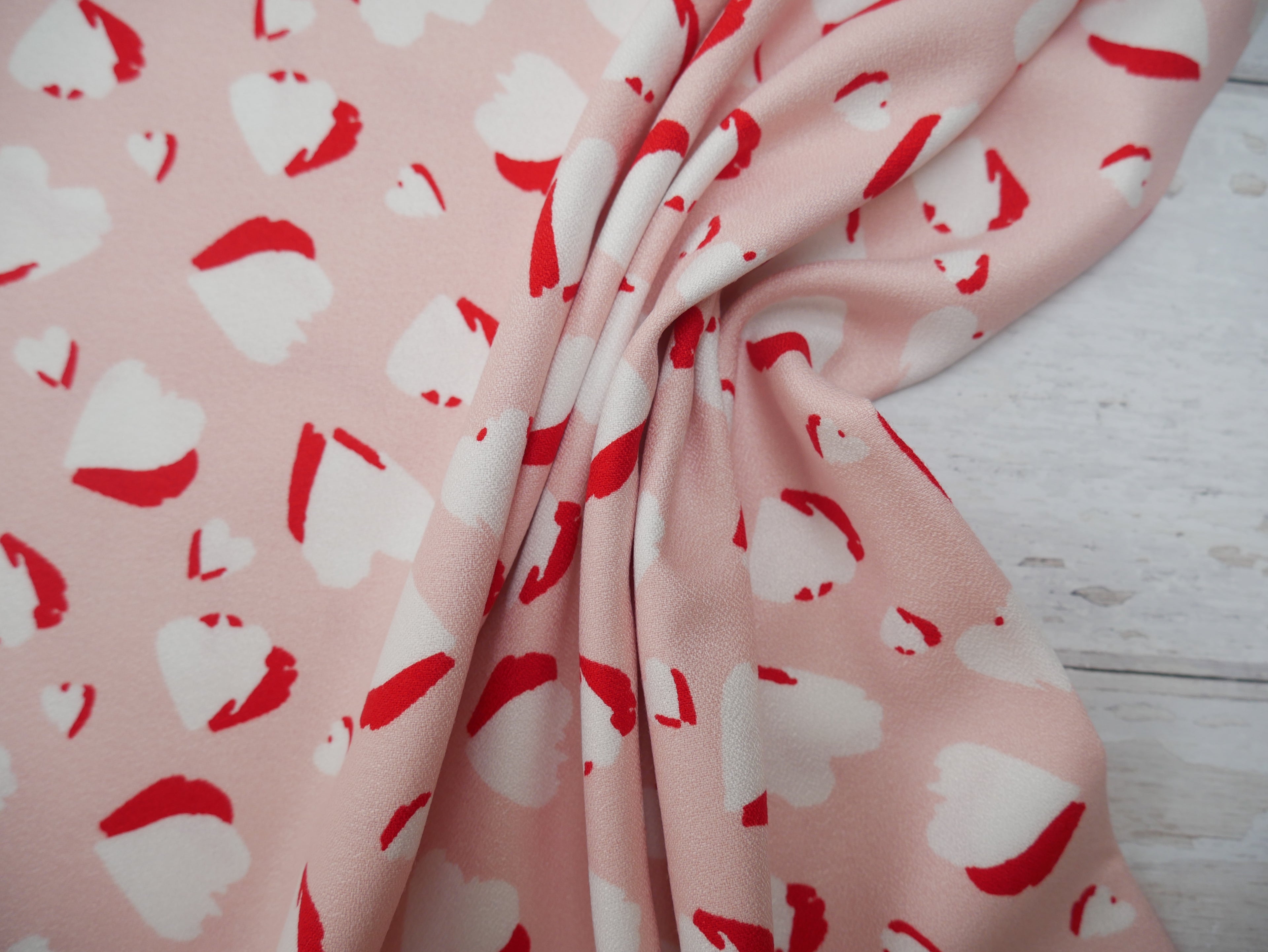 Heartbeat Rayon Crepe by Lady McElroy in Pink, £19.50 p/m-Fabric-Flying Bobbins Haberdashery