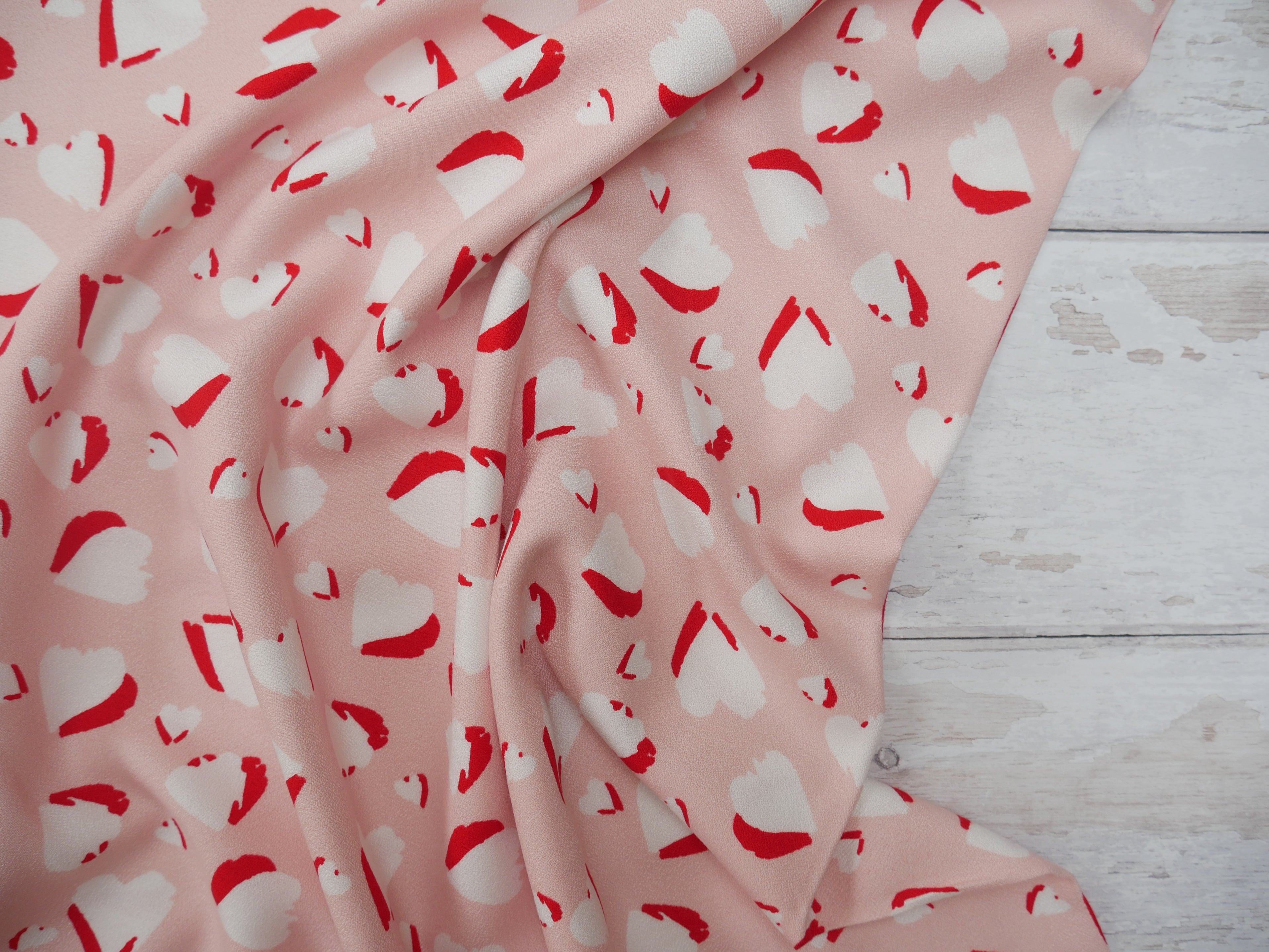 Heartbeat Rayon Crepe by Lady McElroy in Pink, £19.50 p/m-Fabric-Flying Bobbins Haberdashery
