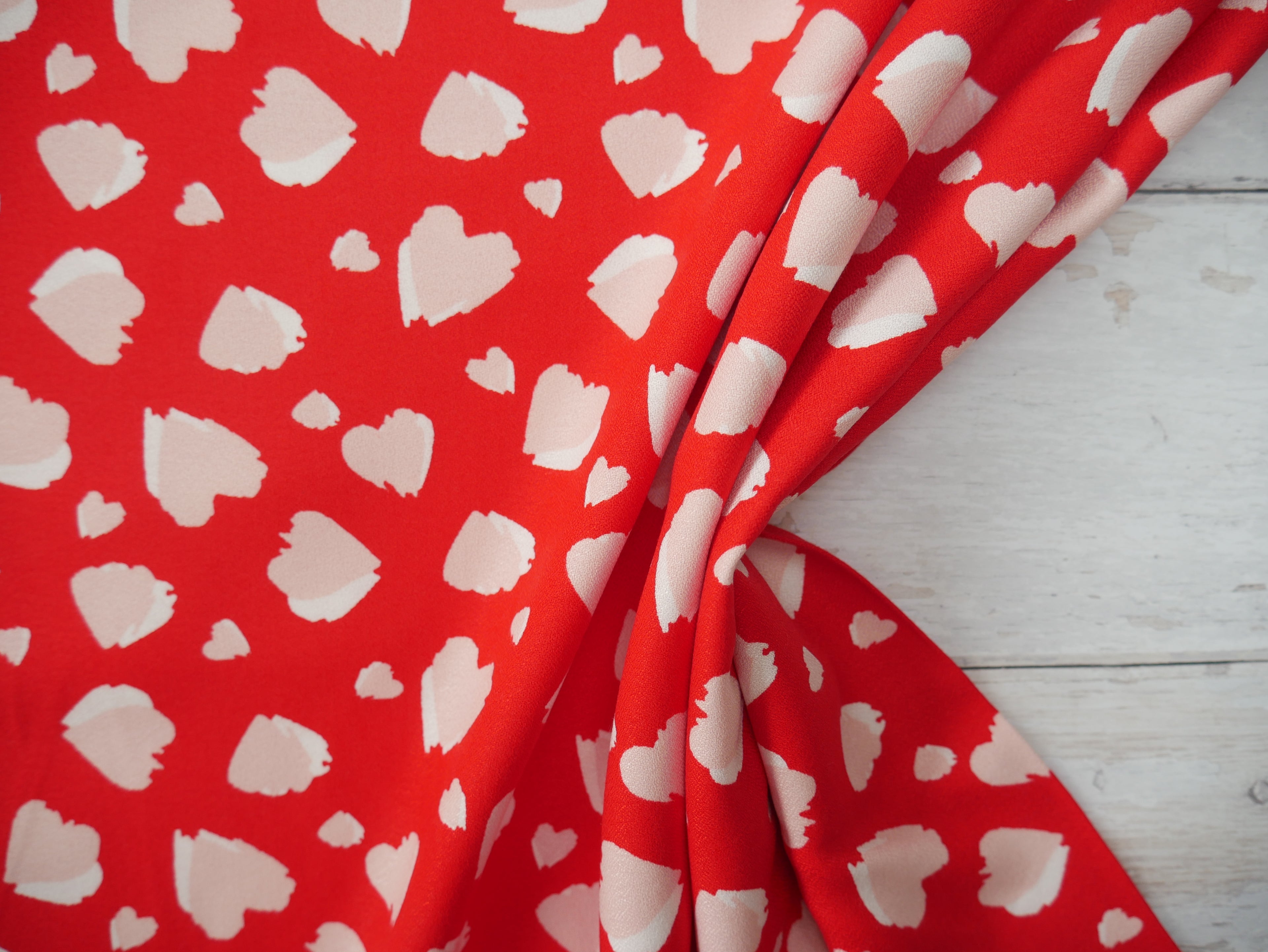 Heartbeat Rayon Crepe by Lady McElroy in Red, £19.50 p/m-Fabric-Flying Bobbins Haberdashery