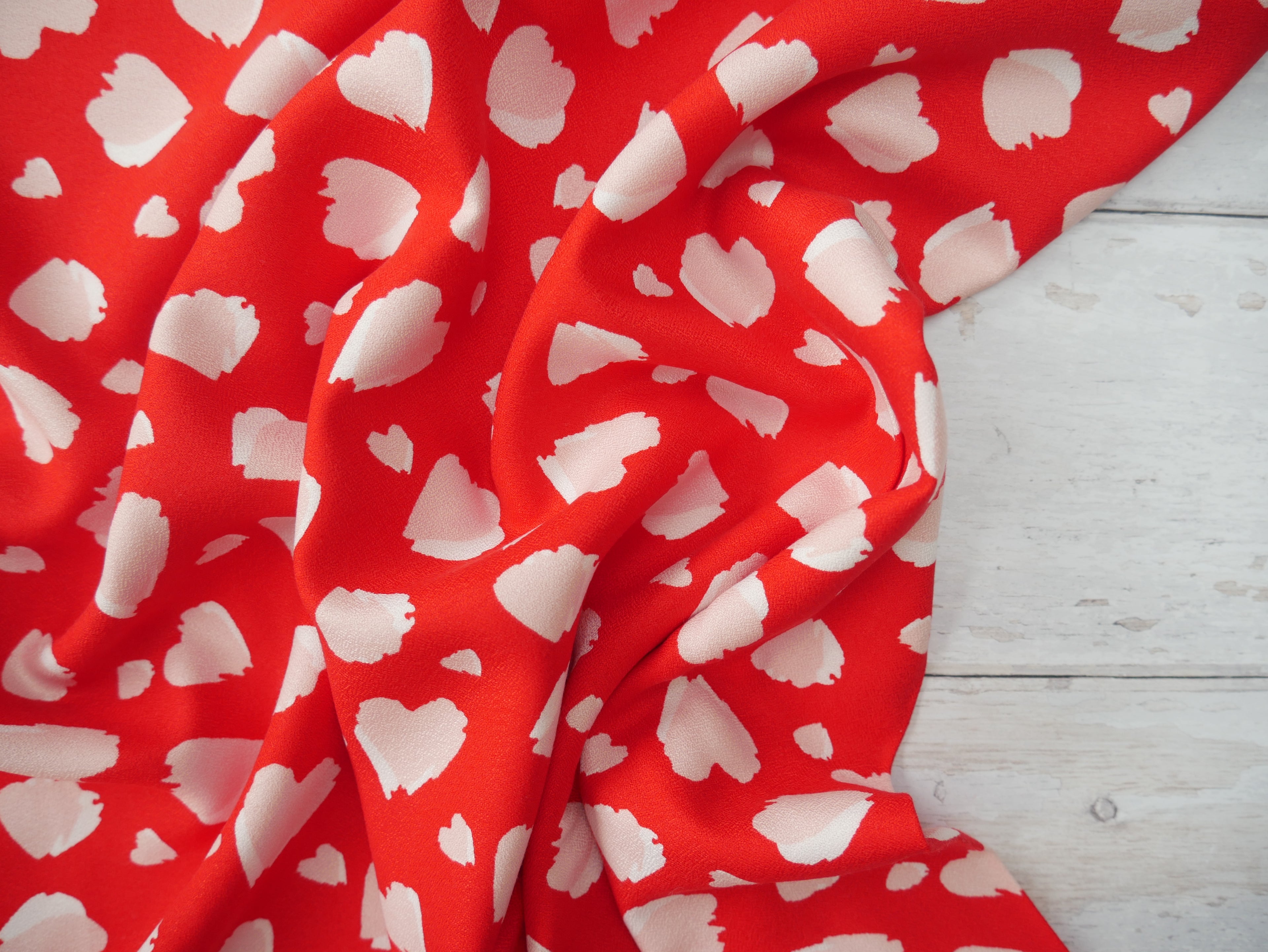 Heartbeat Rayon Crepe by Lady McElroy in Red, £19.50 p/m-Fabric-Flying Bobbins Haberdashery