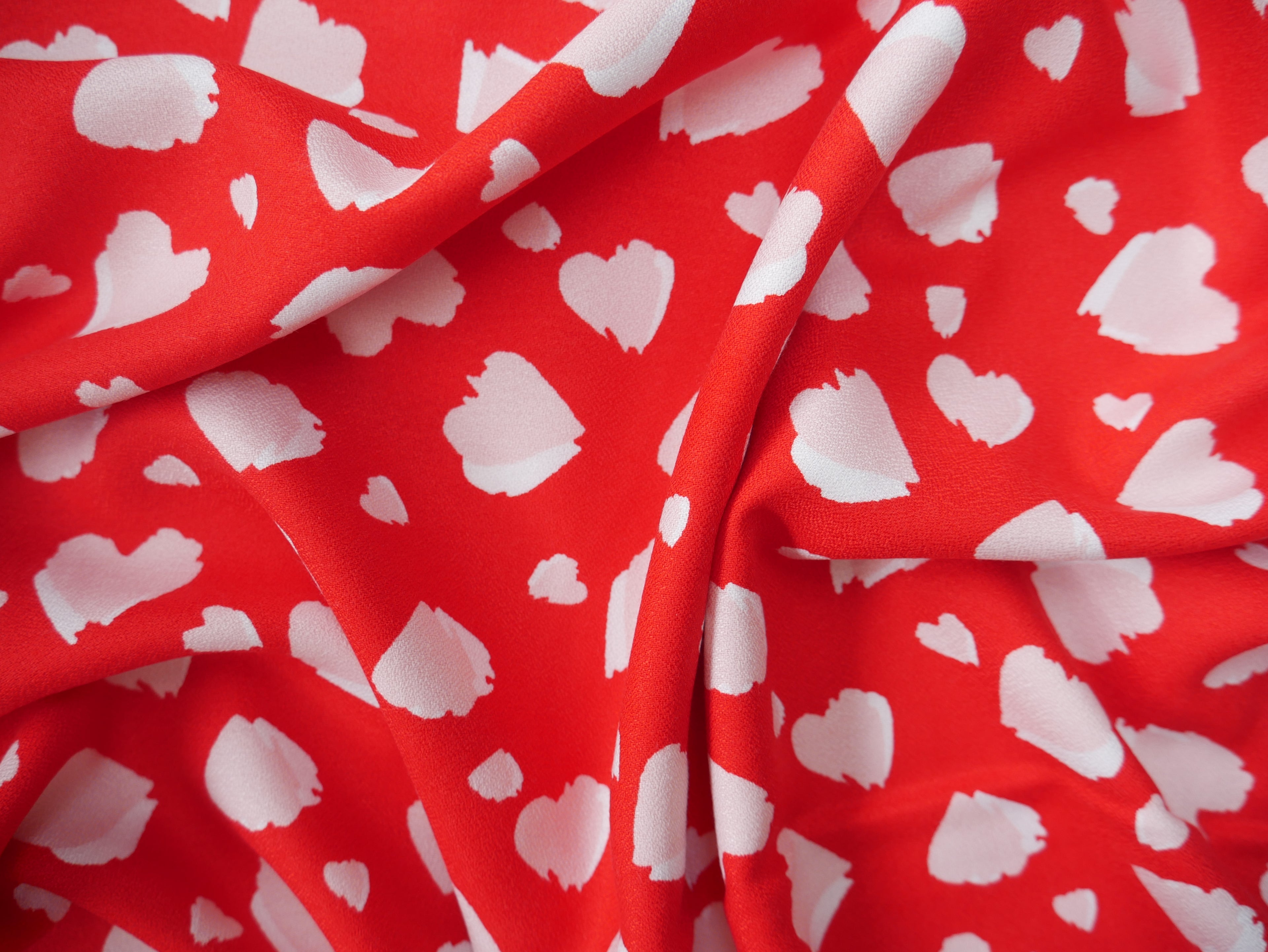 Heartbeat Rayon Crepe by Lady McElroy in Red, £19.50 p/m-Fabric-Flying Bobbins Haberdashery