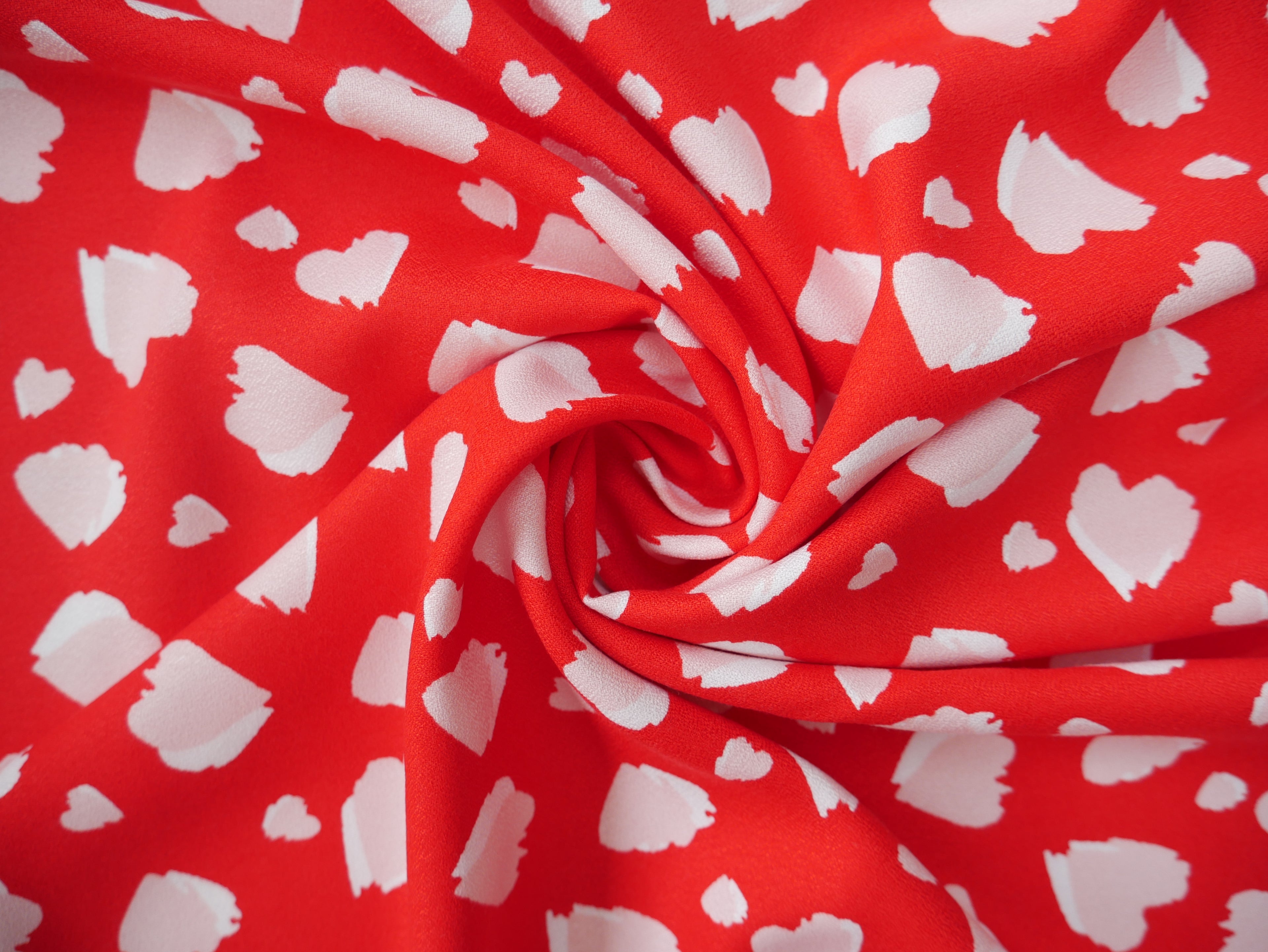 Heartbeat Rayon Crepe by Lady McElroy in Red, £19.50 p/m-Fabric-Flying Bobbins Haberdashery