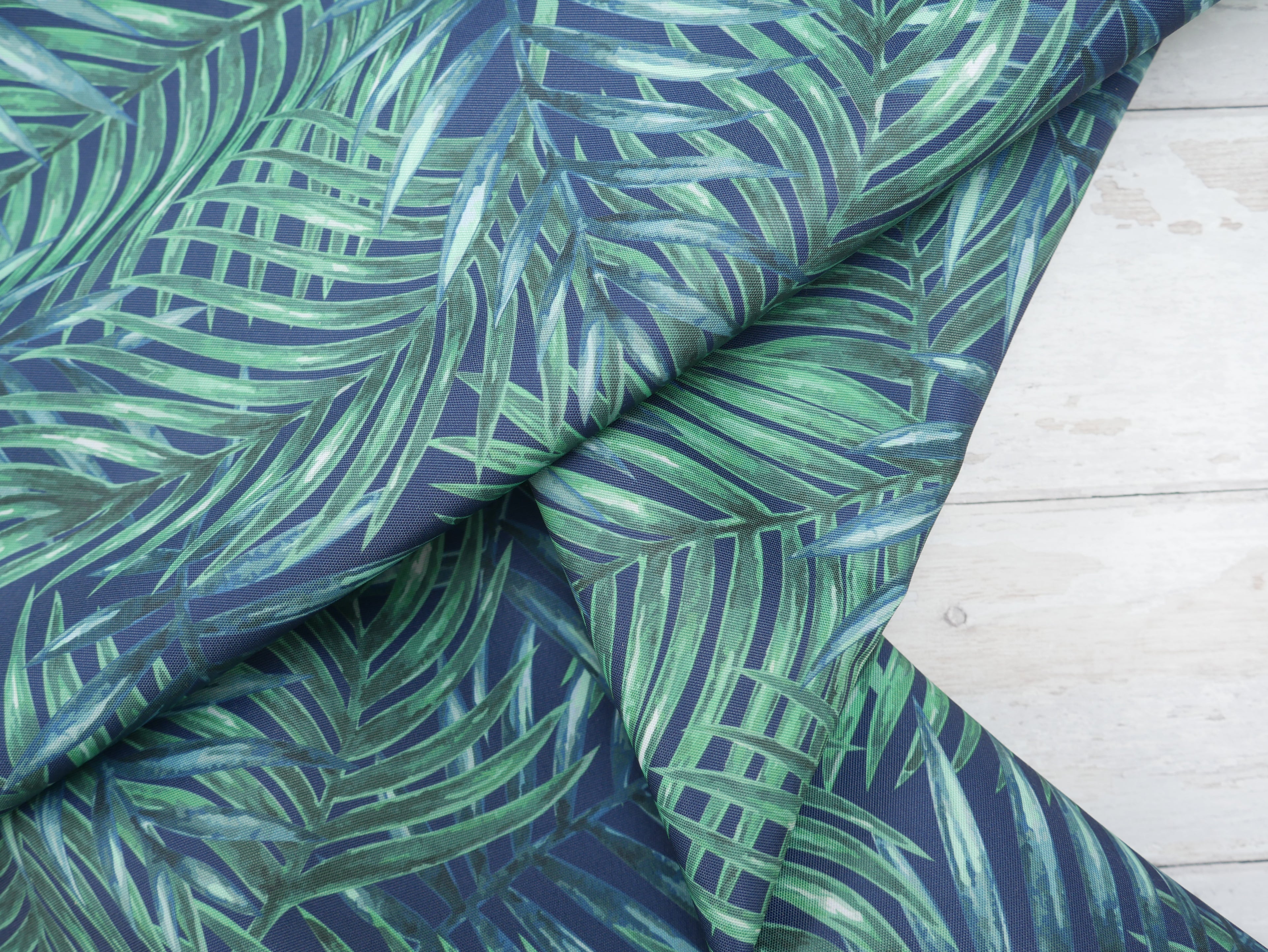 Outdoor Fabric - Chartwell Palm in Midnight, £12.00 p/m-Polyester-Flying Bobbins Haberdashery