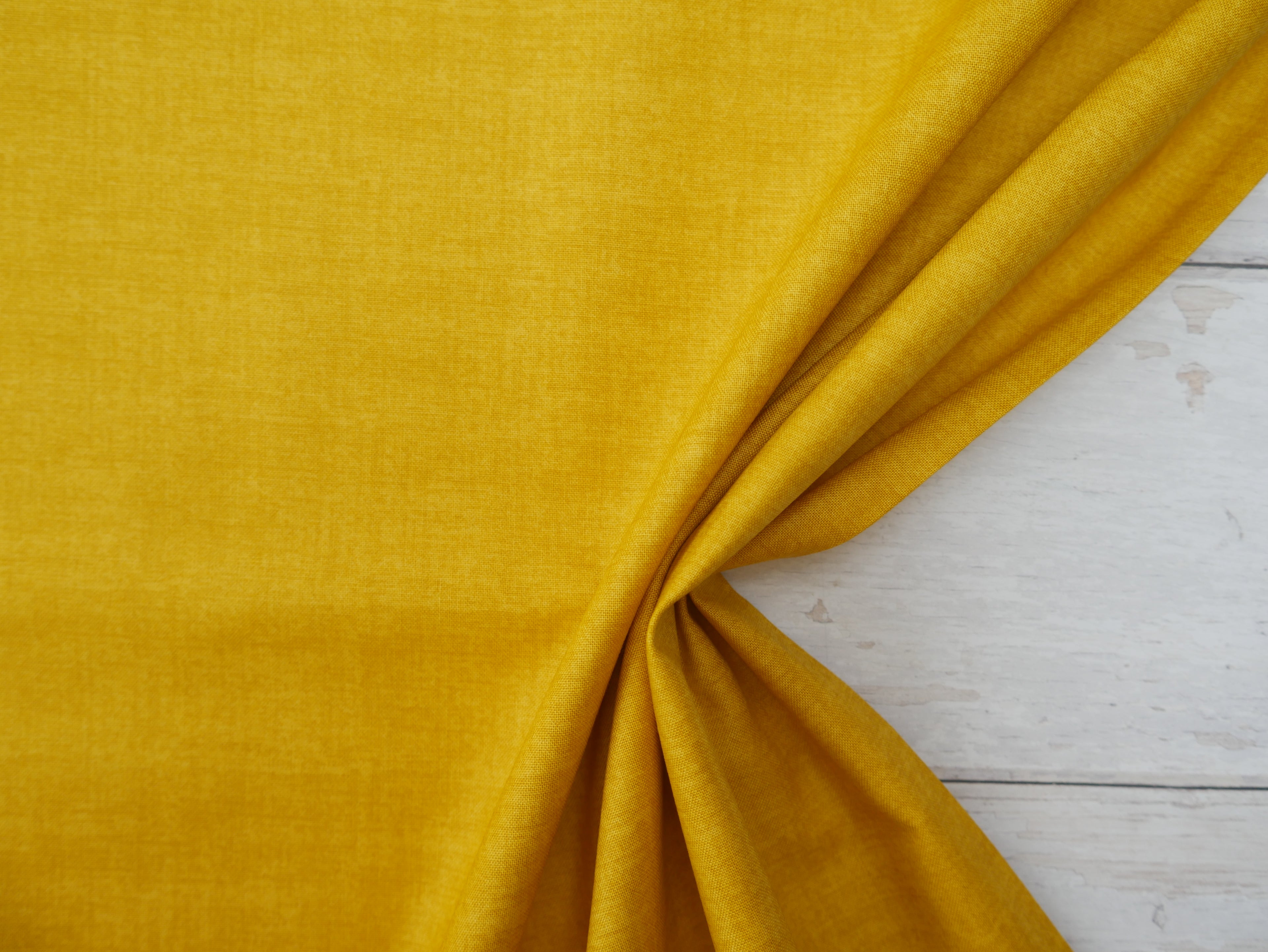 Makower Printed Cotton, Linen Texture in Sunflower, £12.80 p/m-Cotton-Flying Bobbins Haberdashery