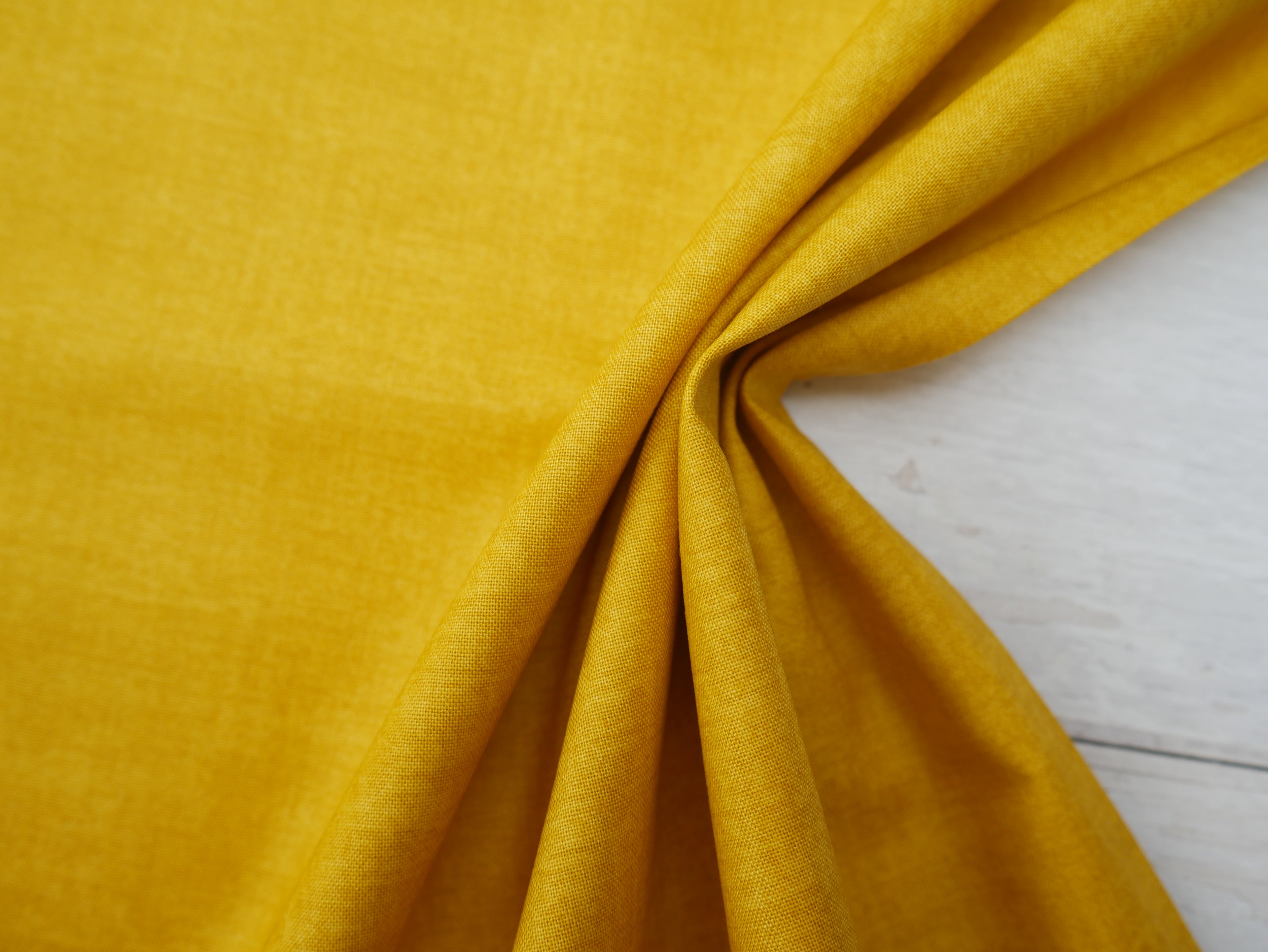 Makower Printed Cotton, Linen Texture in Sunflower, £12.80 p/m-Cotton-Flying Bobbins Haberdashery