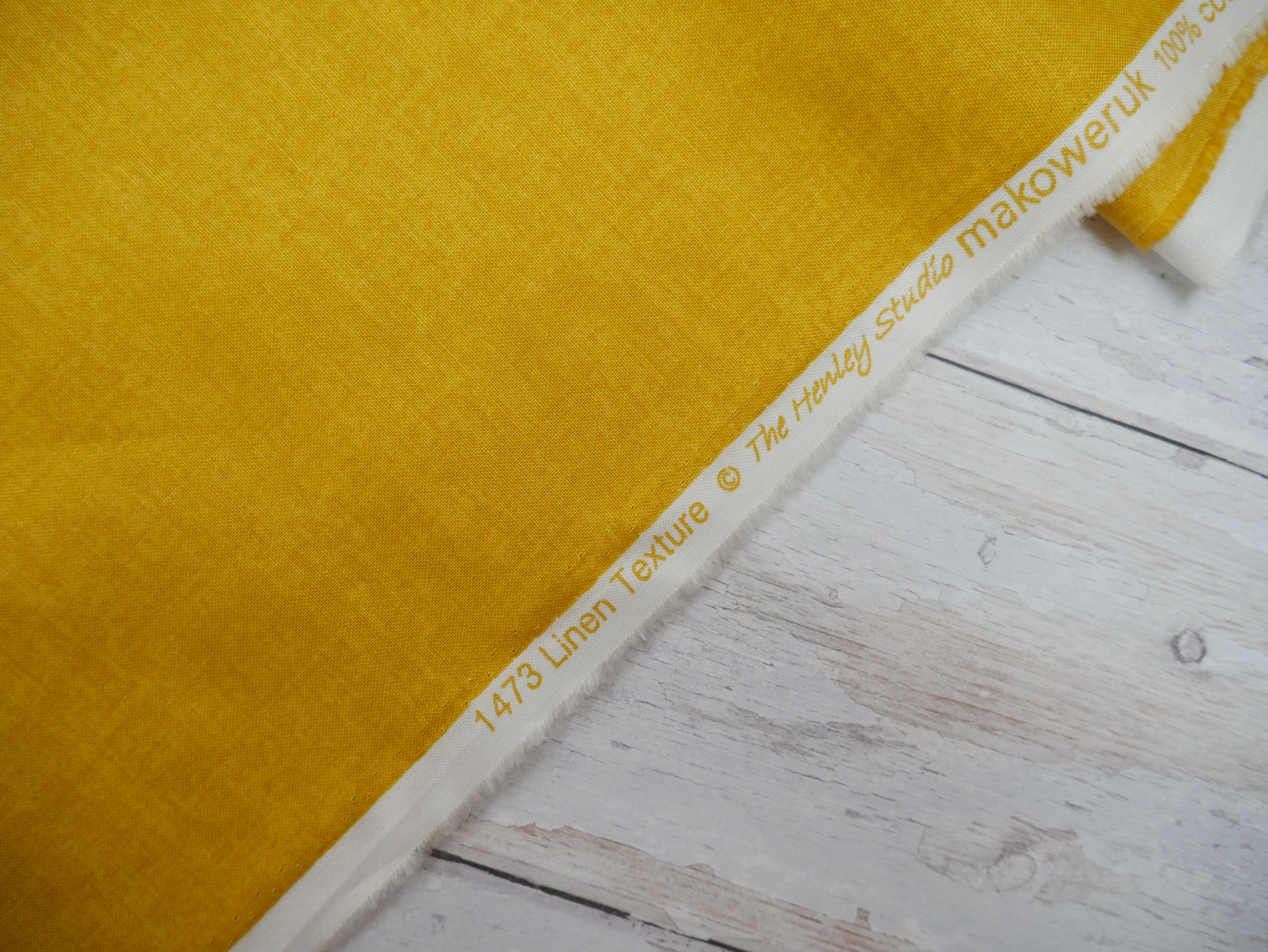 Makower Printed Cotton, Linen Texture in Sunflower, £12.80 p/m-Cotton-Flying Bobbins Haberdashery