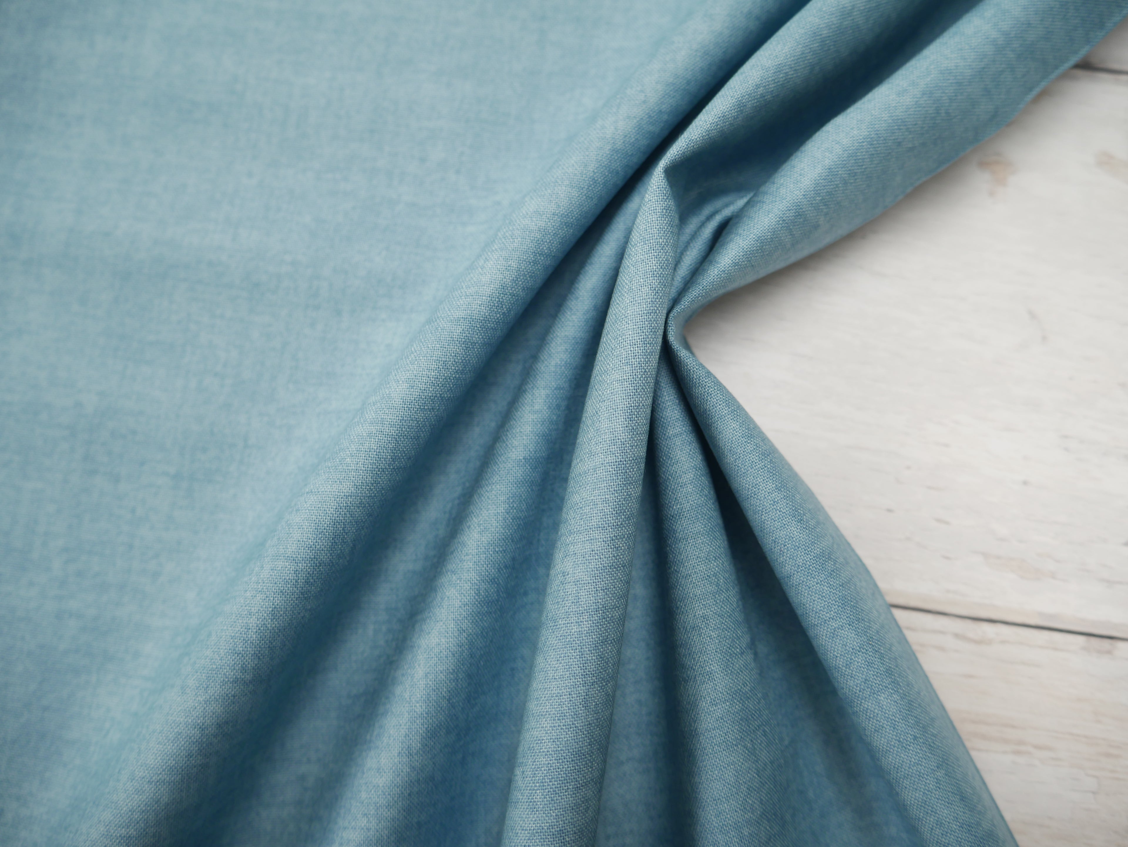 Makower Printed Cotton, Linen Texture in Chambray, £12.80 p/m-Cotton-Flying Bobbins Haberdashery