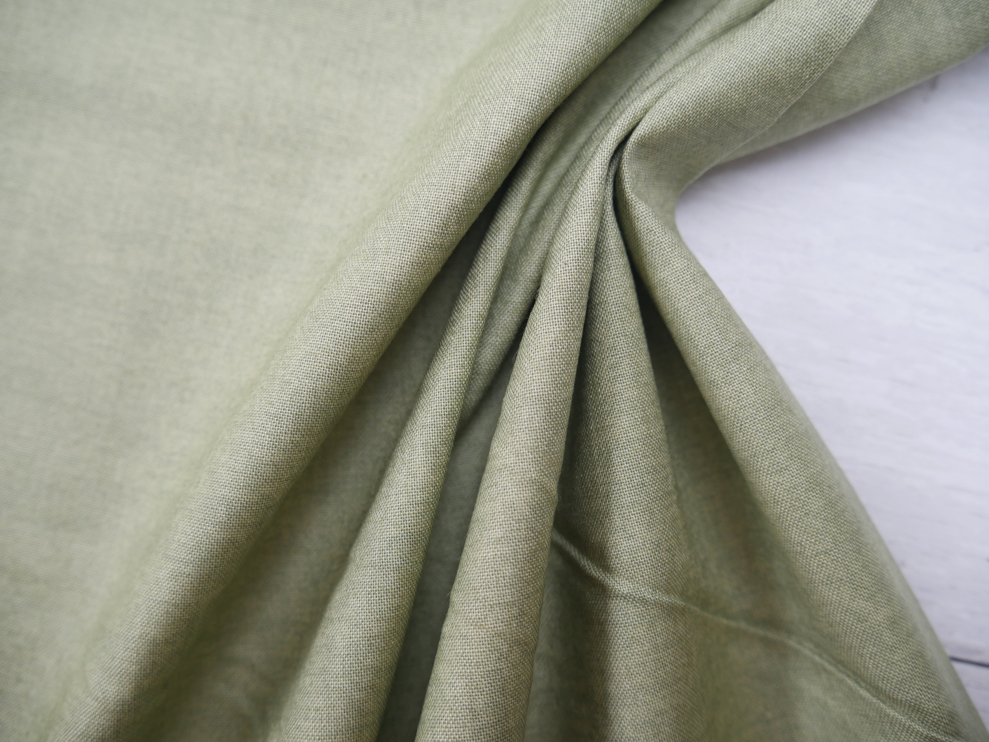 Makower Printed Cotton, Linen Texture in Sage, £12.80 p/m-Cotton-Flying Bobbins Haberdashery