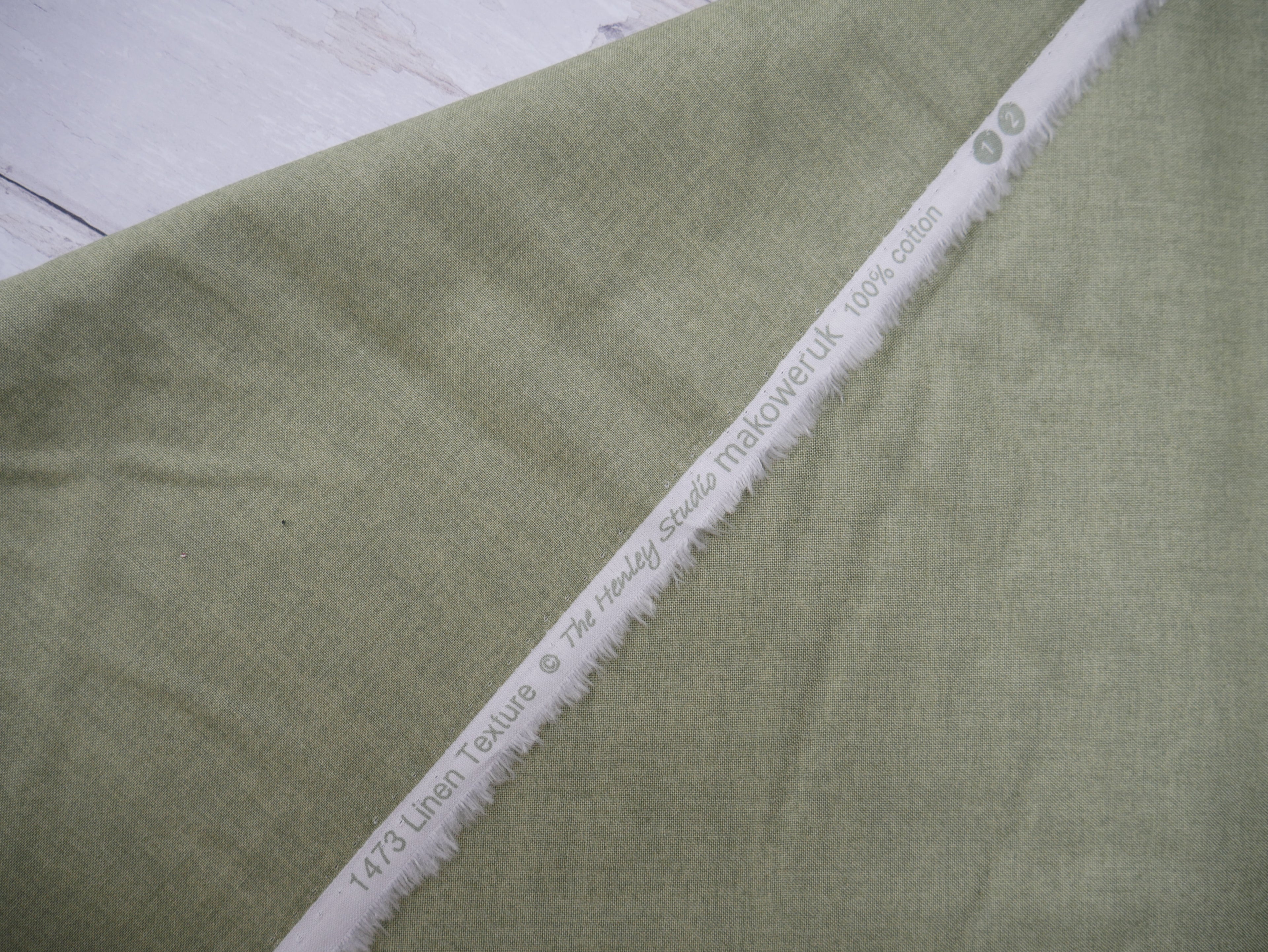 Makower Printed Cotton, Linen Texture in Sage, £12.80 p/m-Cotton-Flying Bobbins Haberdashery