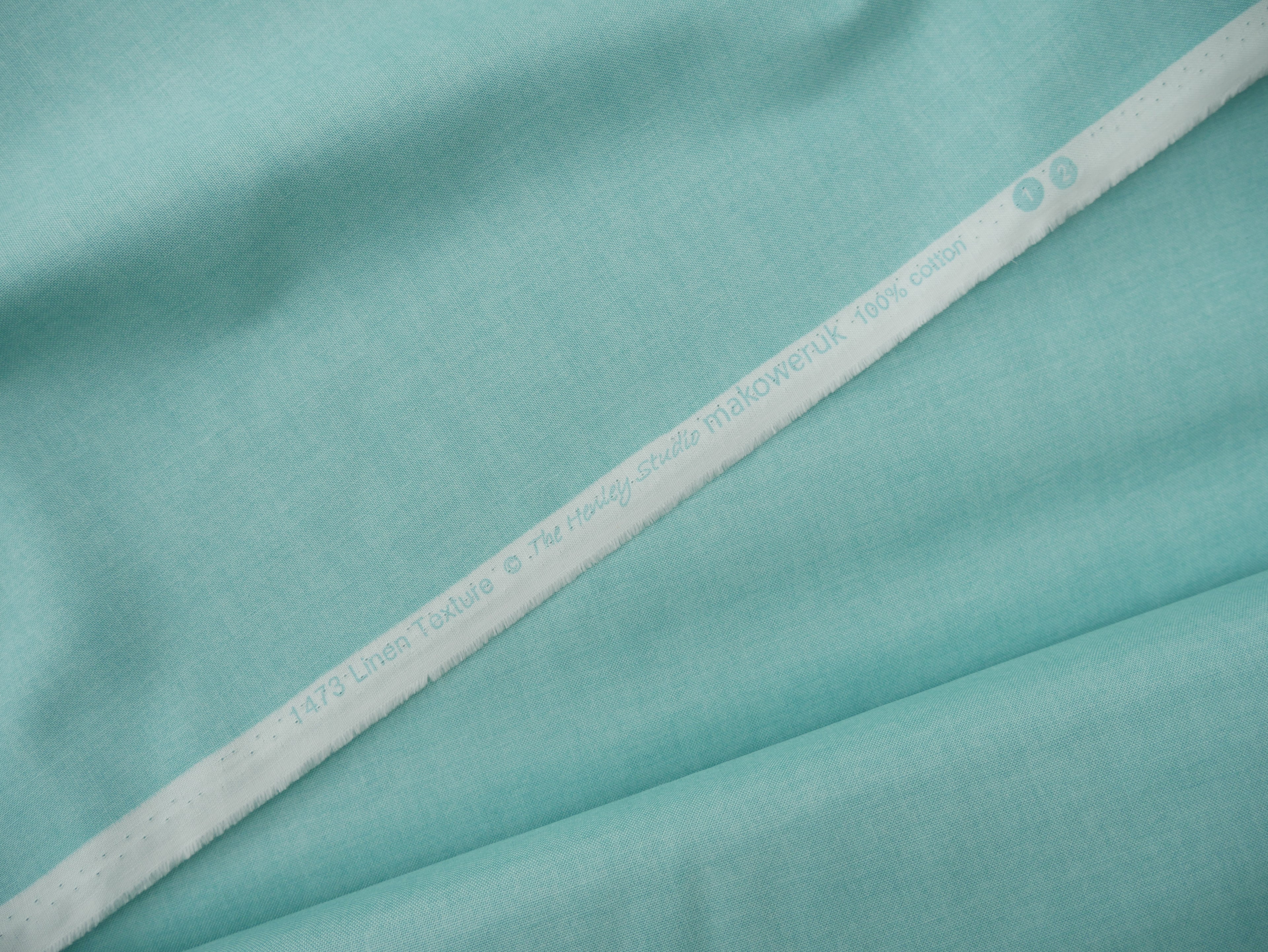 Makower Printed Cotton, Linen Texture in Capri, £12.80 p/m-Cotton-Flying Bobbins Haberdashery