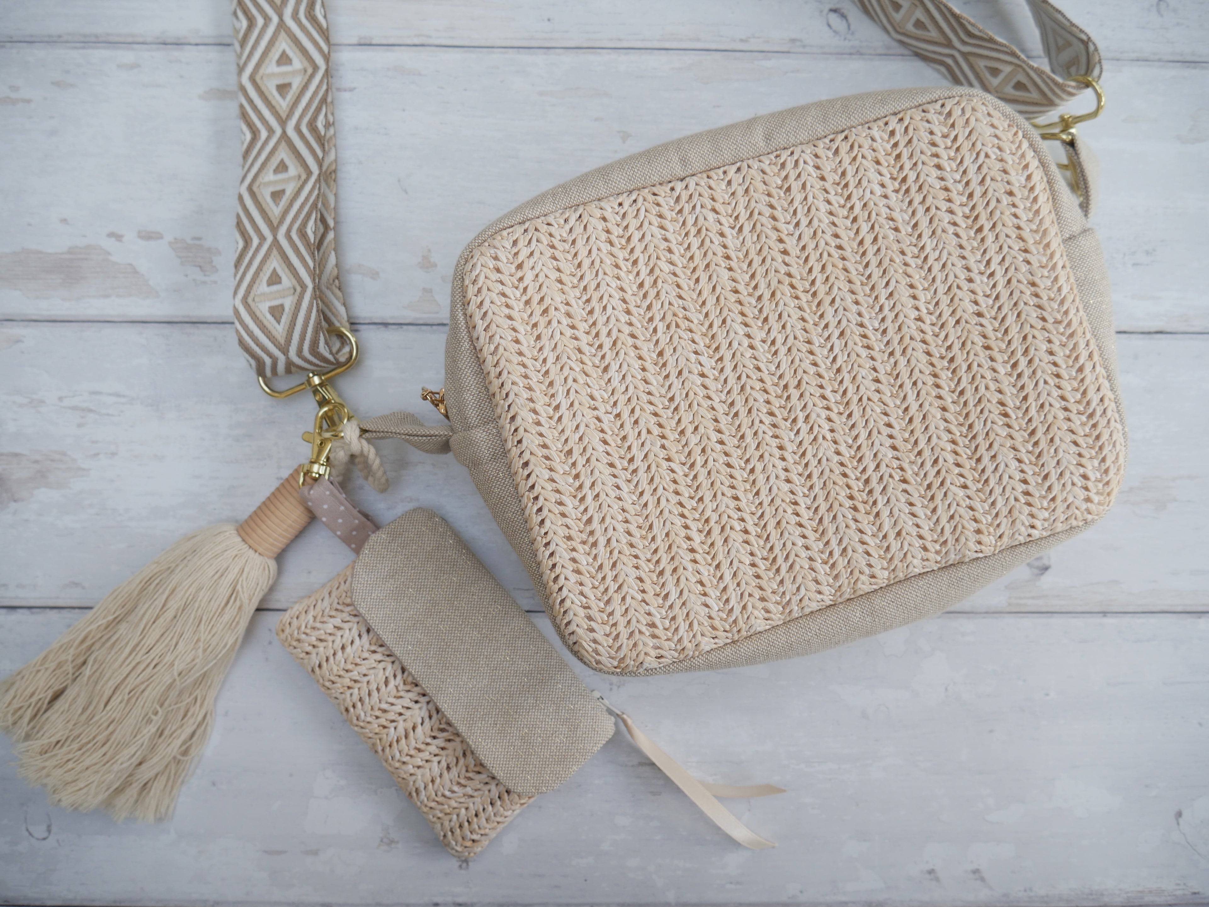 The Flying Bobbins Amber Cross-Body Bag Making Kit - Straw-Sewing Kit-Flying Bobbins Haberdashery