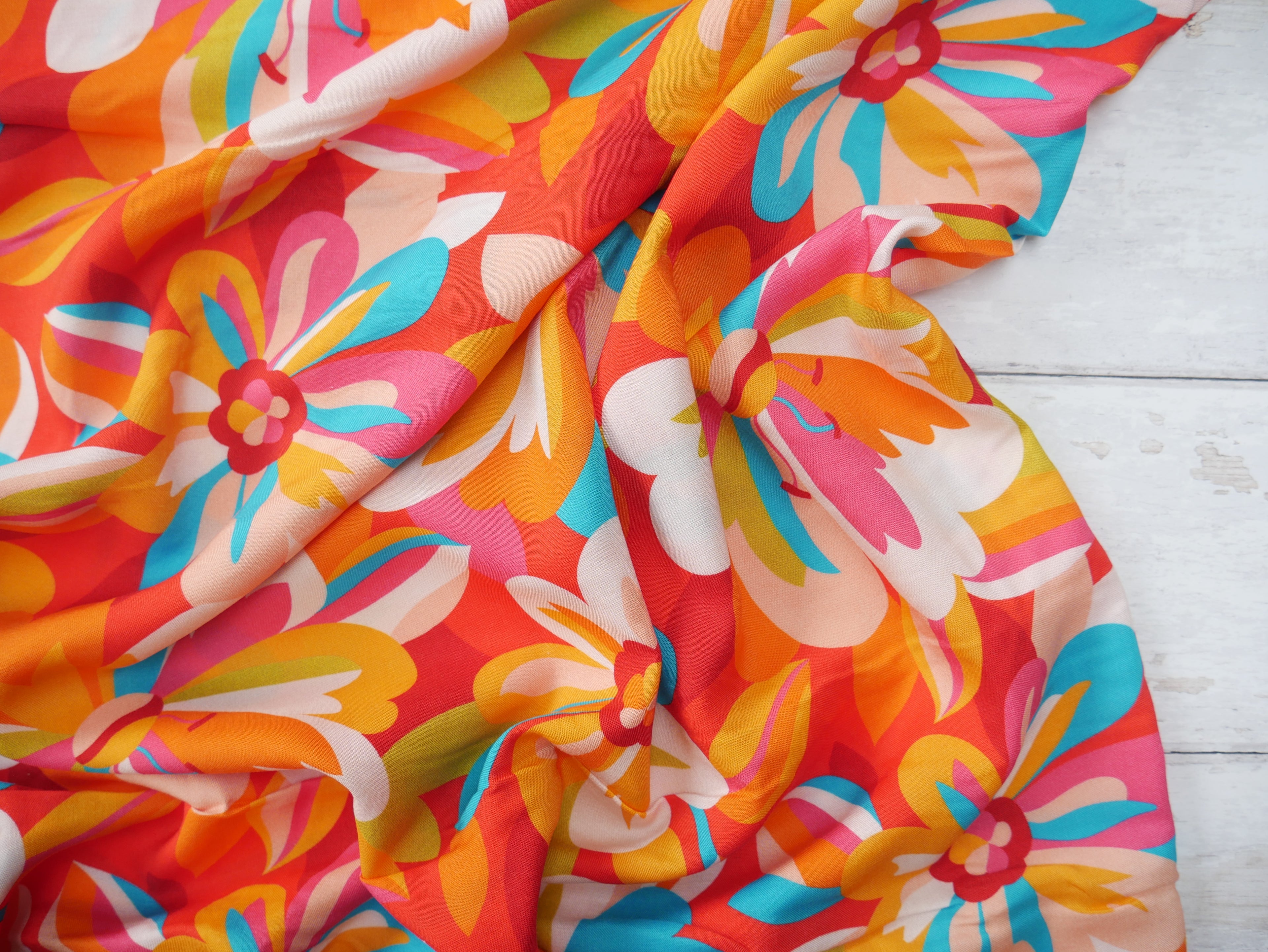 Dashwood Tapestry Floral Rayon in Red-Viscose Challis-Flying Bobbins Haberdashery