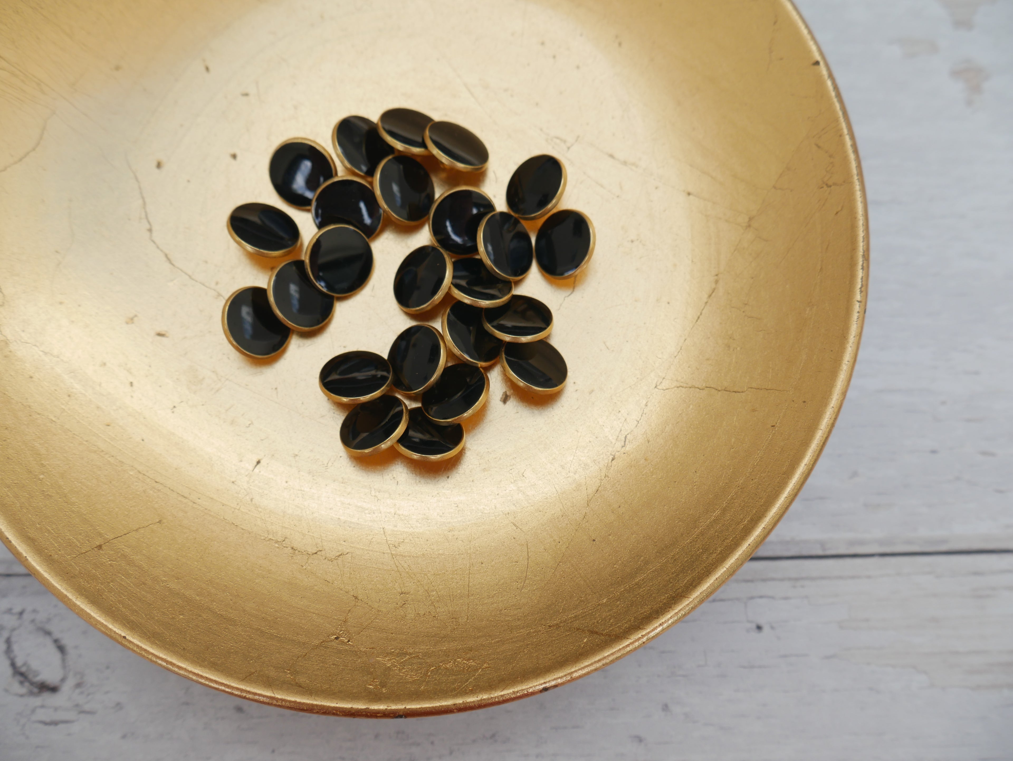 Lacquered Metal Button, 11mm in Black-Button-Flying Bobbins Haberdashery