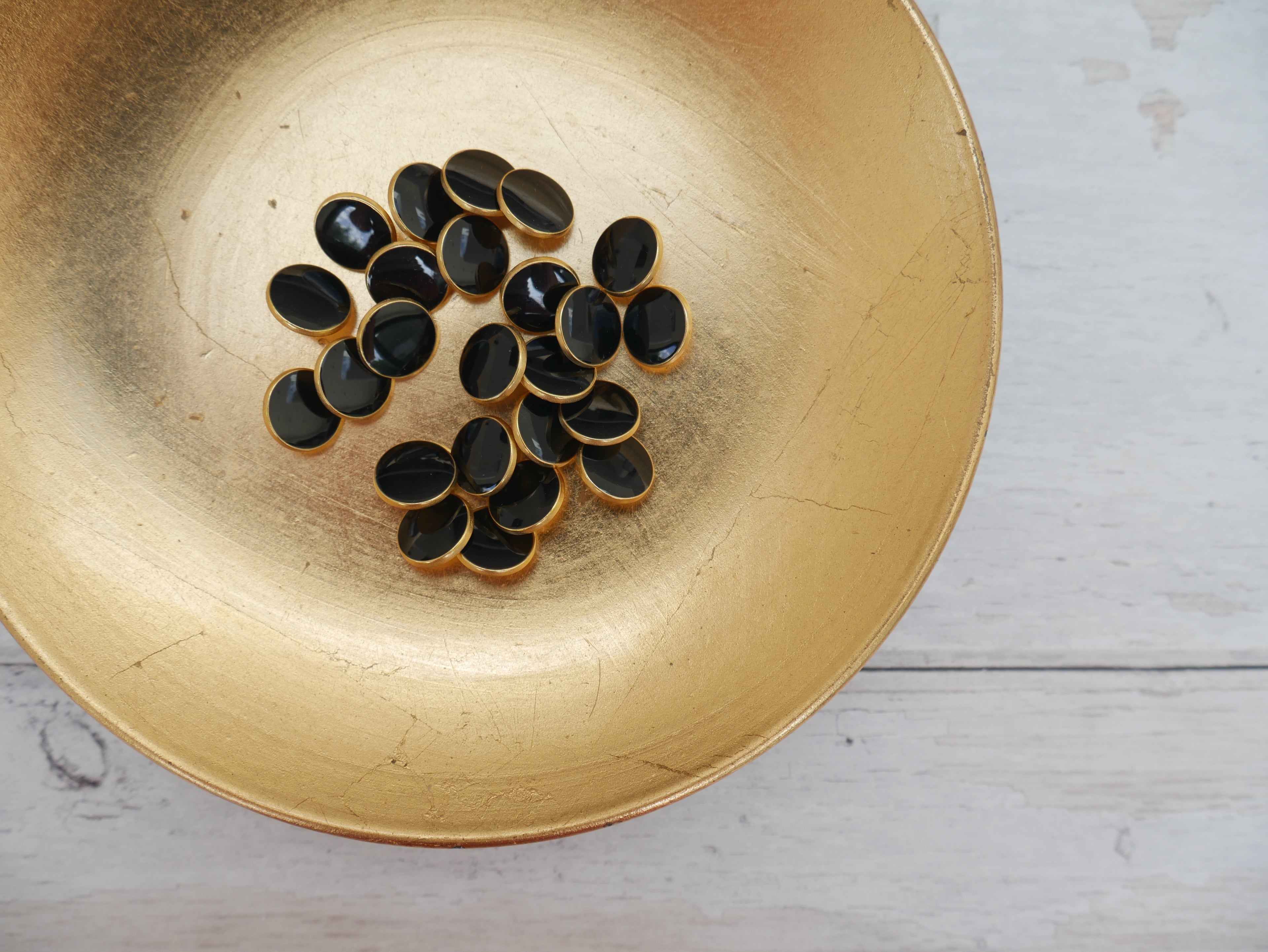 Lacquered Metal Button, 11mm in Black-Button-Flying Bobbins Haberdashery