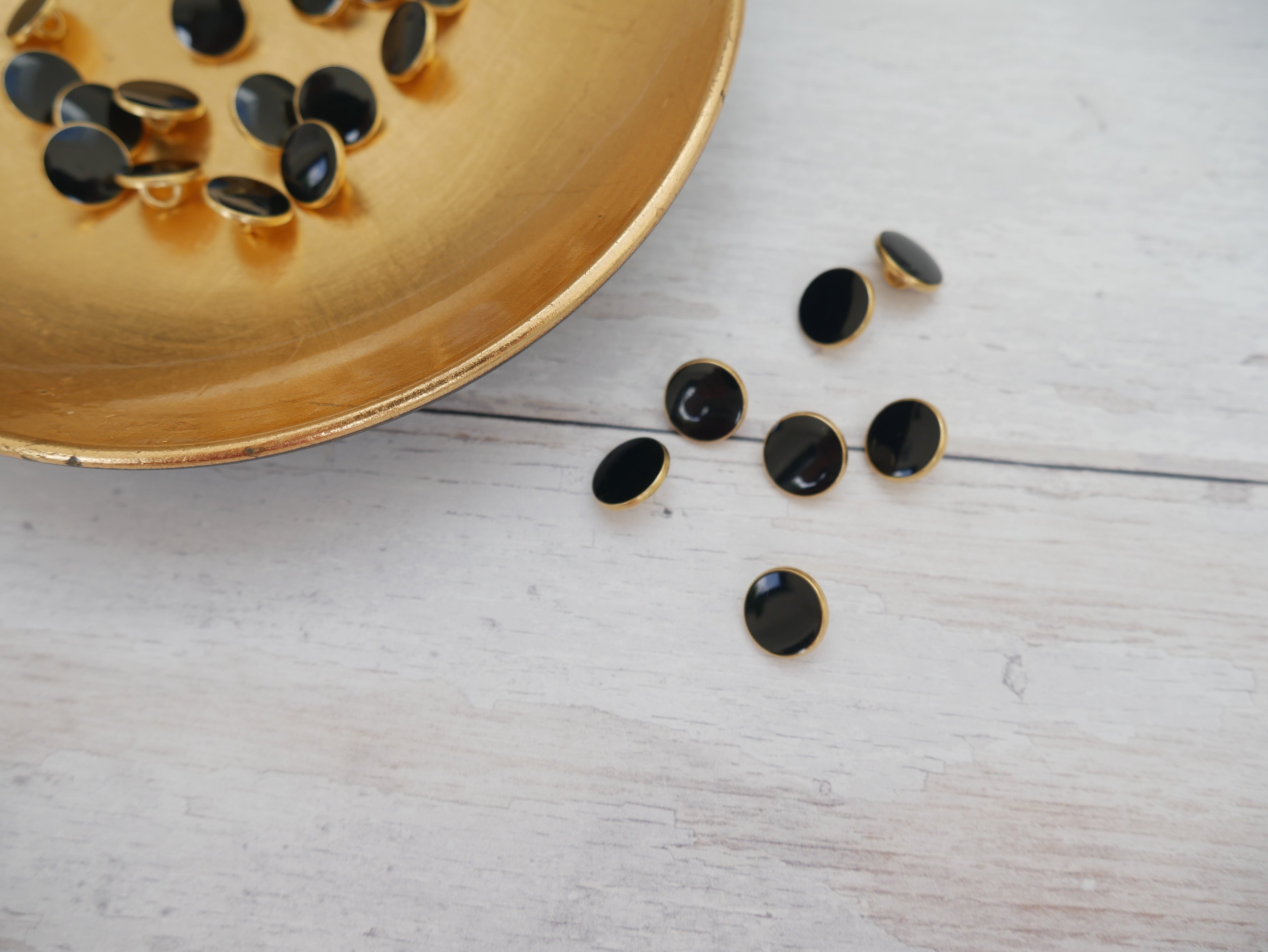 Lacquered Metal Button, 11mm in Black-Button-Flying Bobbins Haberdashery