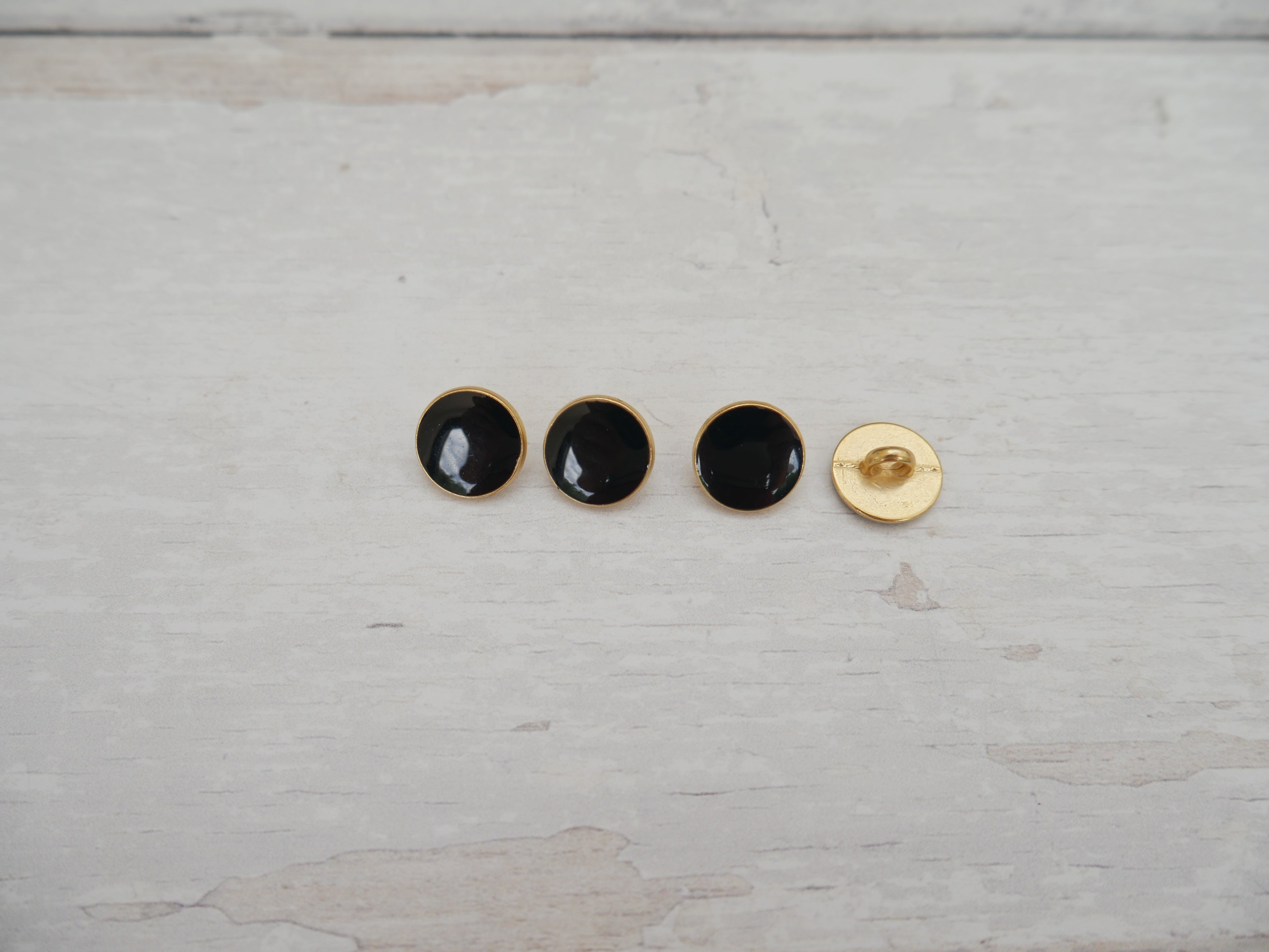 Lacquered Metal Button, 11mm in Black-Button-Flying Bobbins Haberdashery