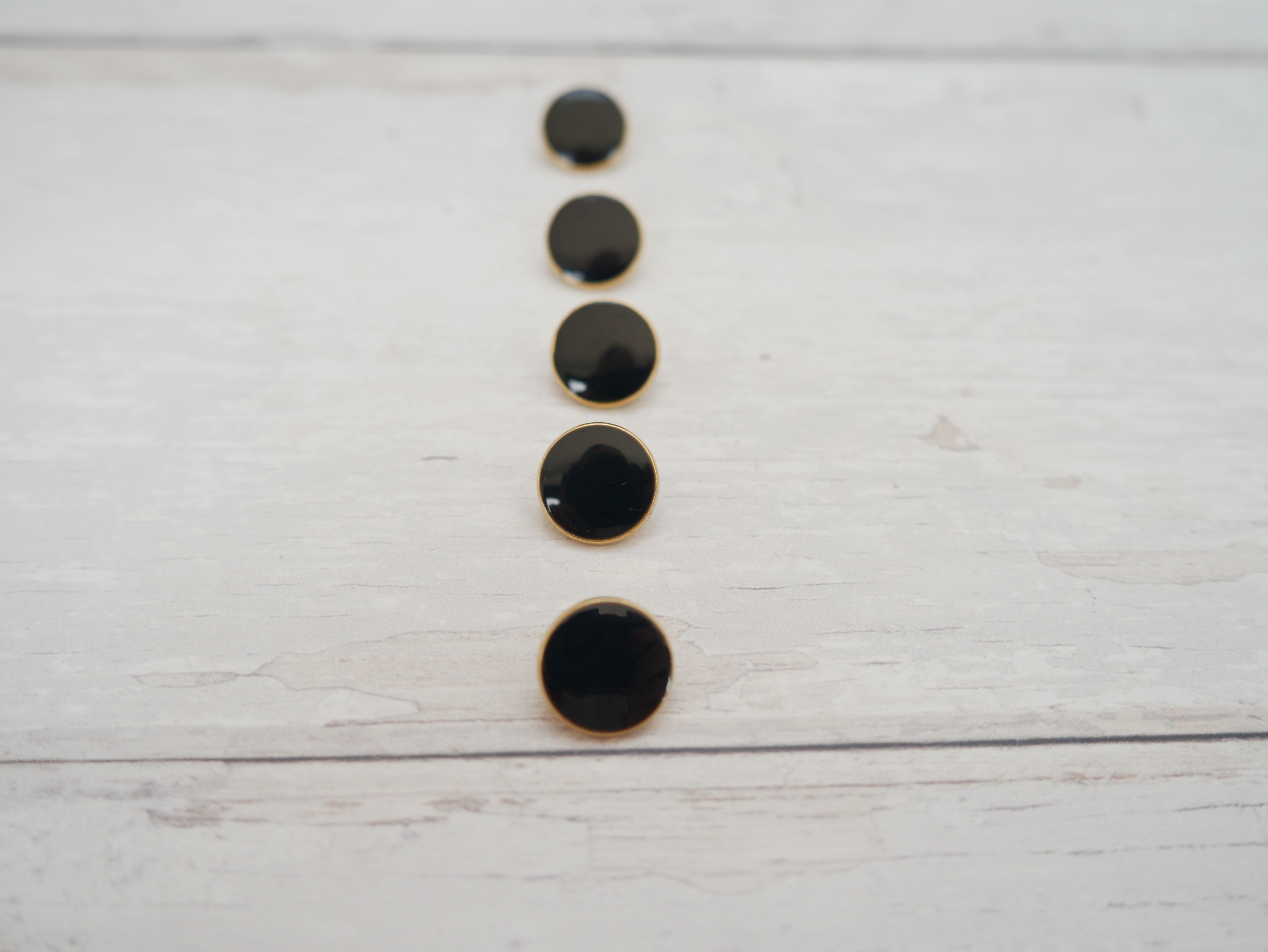 Lacquered Metal Button, 11mm in Black-Button-Flying Bobbins Haberdashery