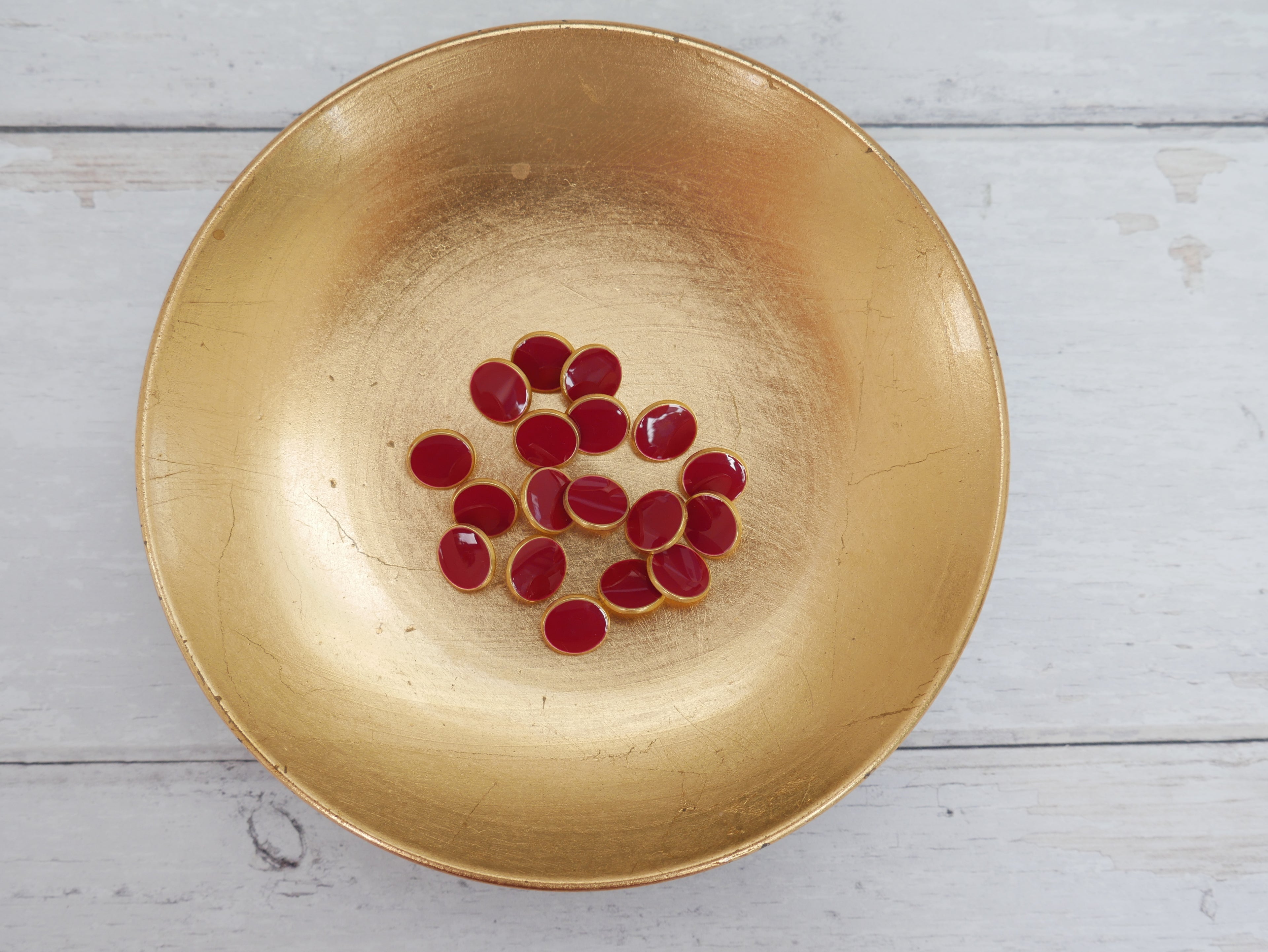 Lacquered Metal Button, 11mm in Claret-Button-Flying Bobbins Haberdashery