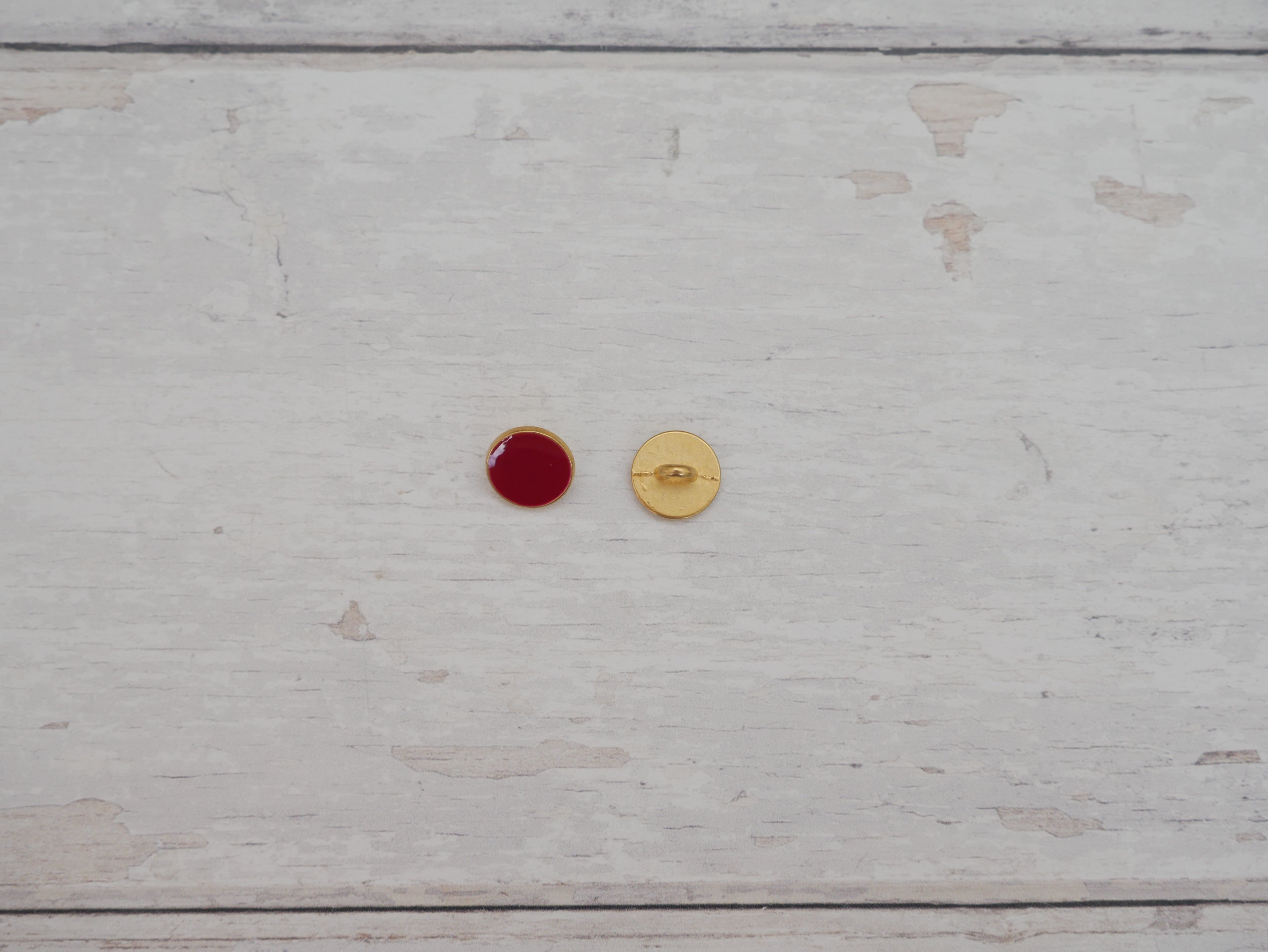 Lacquered Metal Button, 11mm in Claret-Button-Flying Bobbins Haberdashery