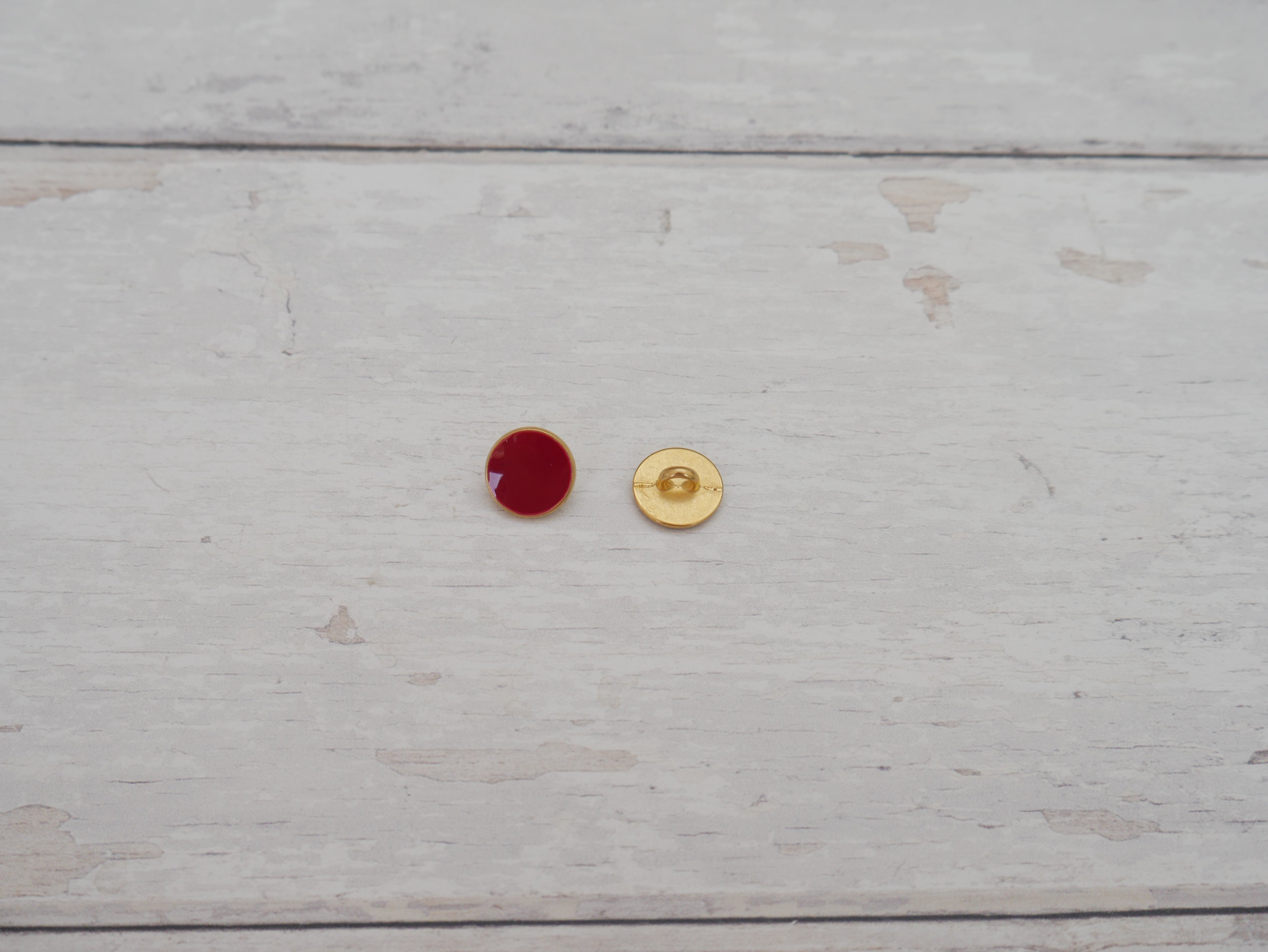 Lacquered Metal Button, 11mm in Claret-Button-Flying Bobbins Haberdashery