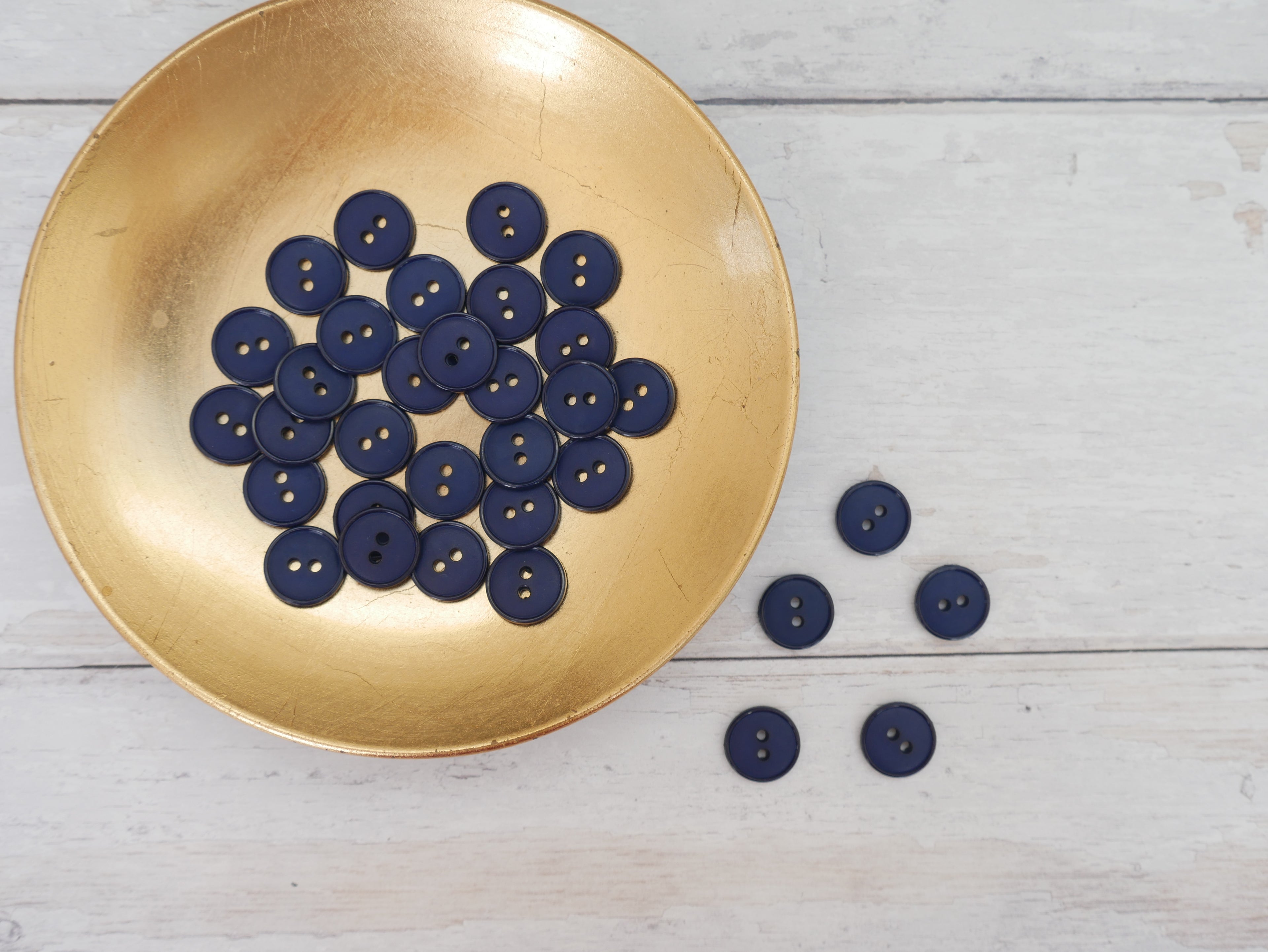 2-Hole 15mm Ring Edge Button in Navy-Button-Flying Bobbins Haberdashery